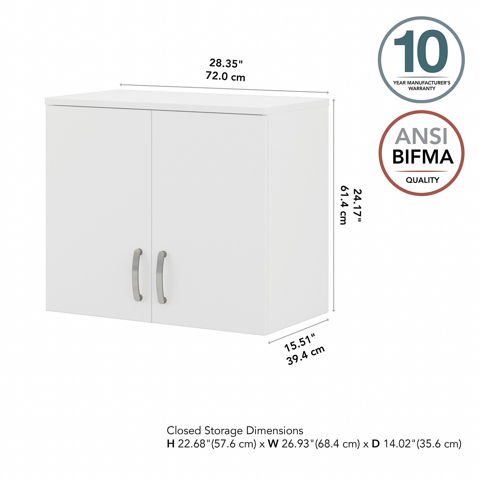 Bush Business Furniture Universal Closet Wall Cabinet with Doors and Shelves