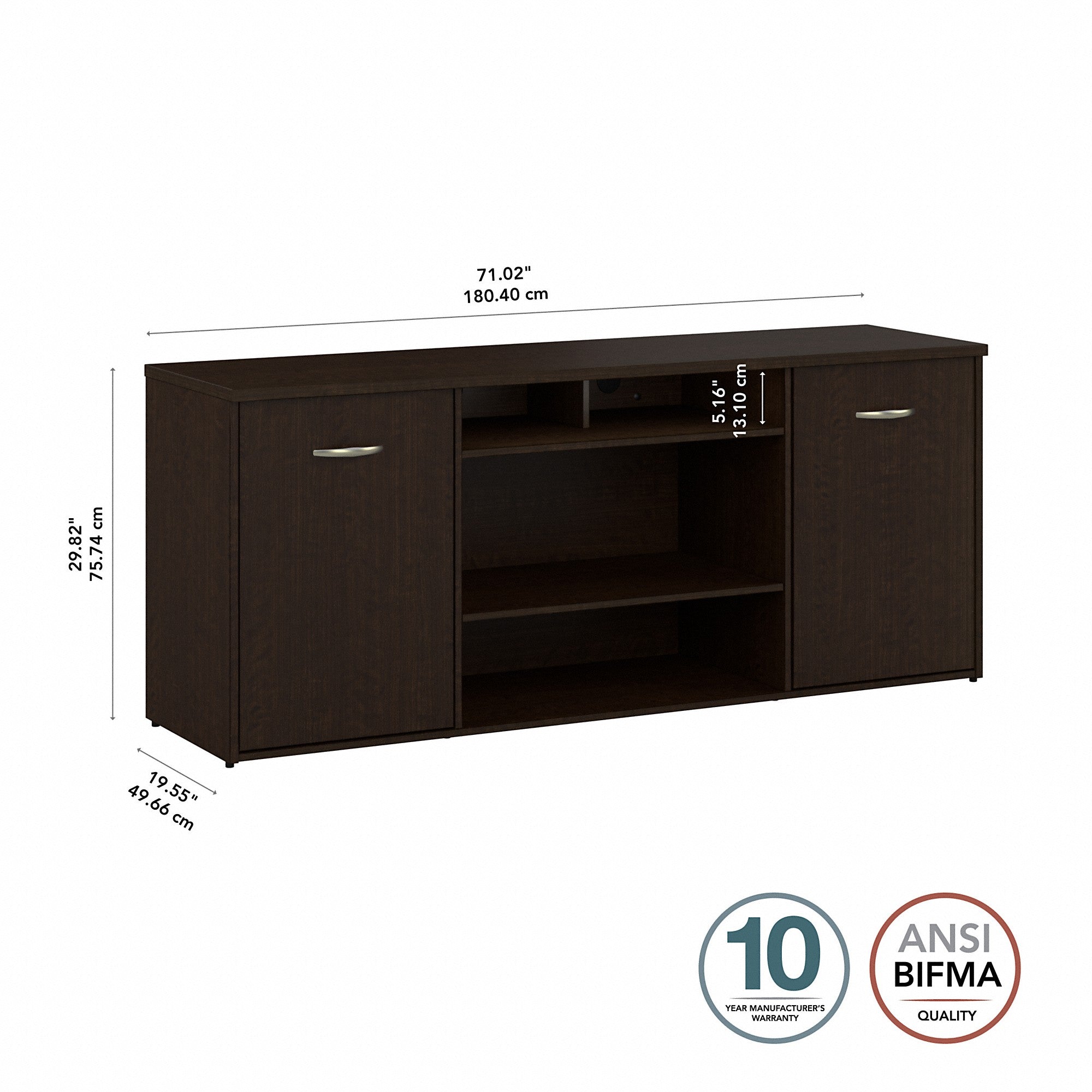 Bush Business Furniture 72W Office Storage Cabinet with Doors and Shelves