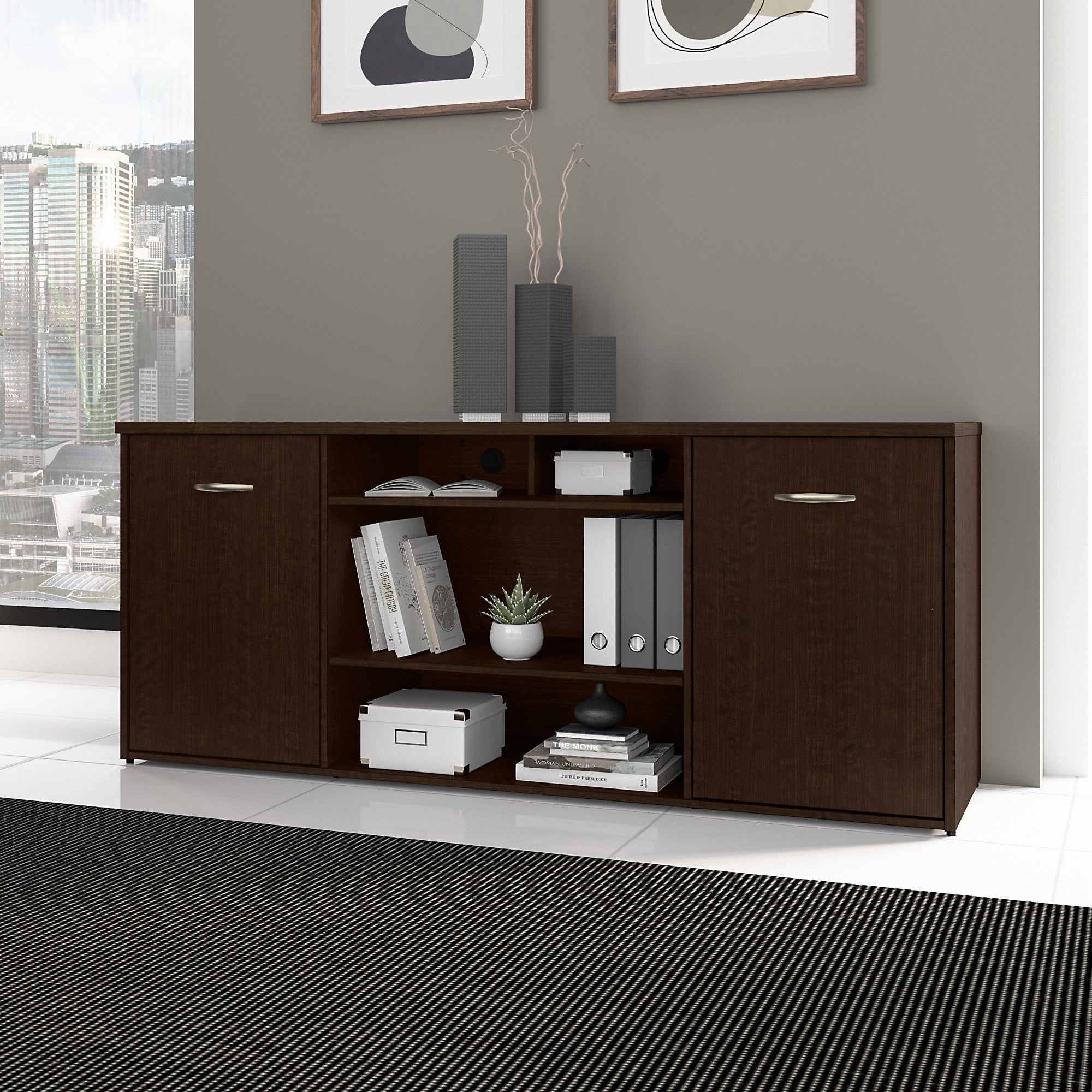 Bush Business Furniture 72W Office Storage Cabinet with Doors and Shelves