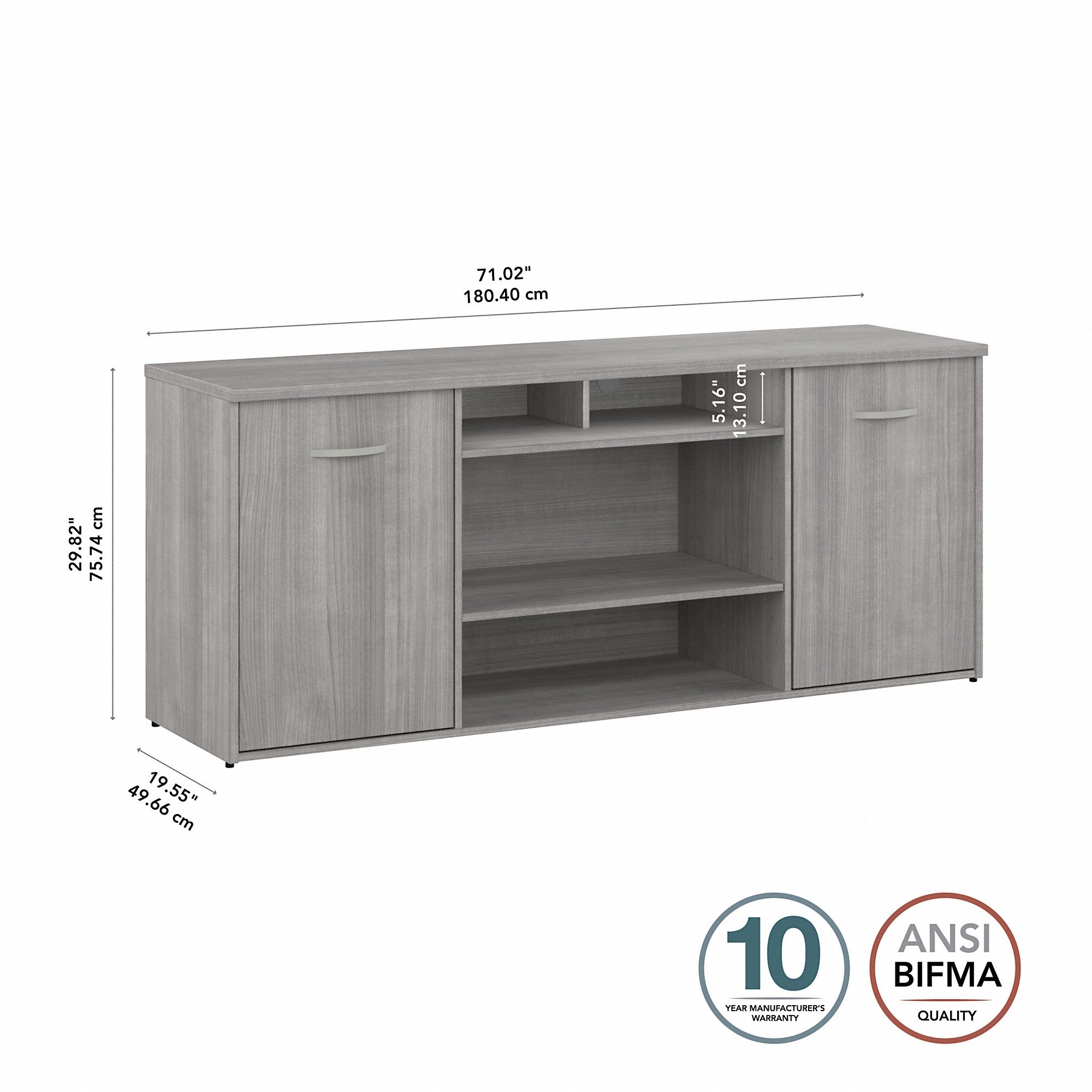 Bush Business Furniture 72W Office Storage Cabinet with Doors and Shelves