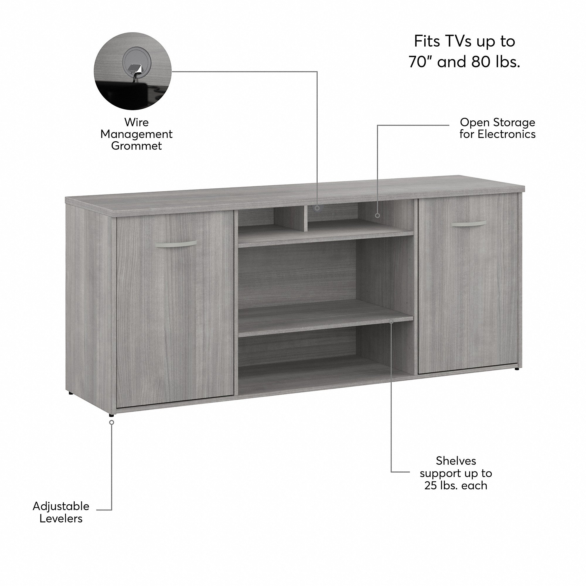 Bush Business Furniture 72W Office Storage Cabinet with Doors and Shelves