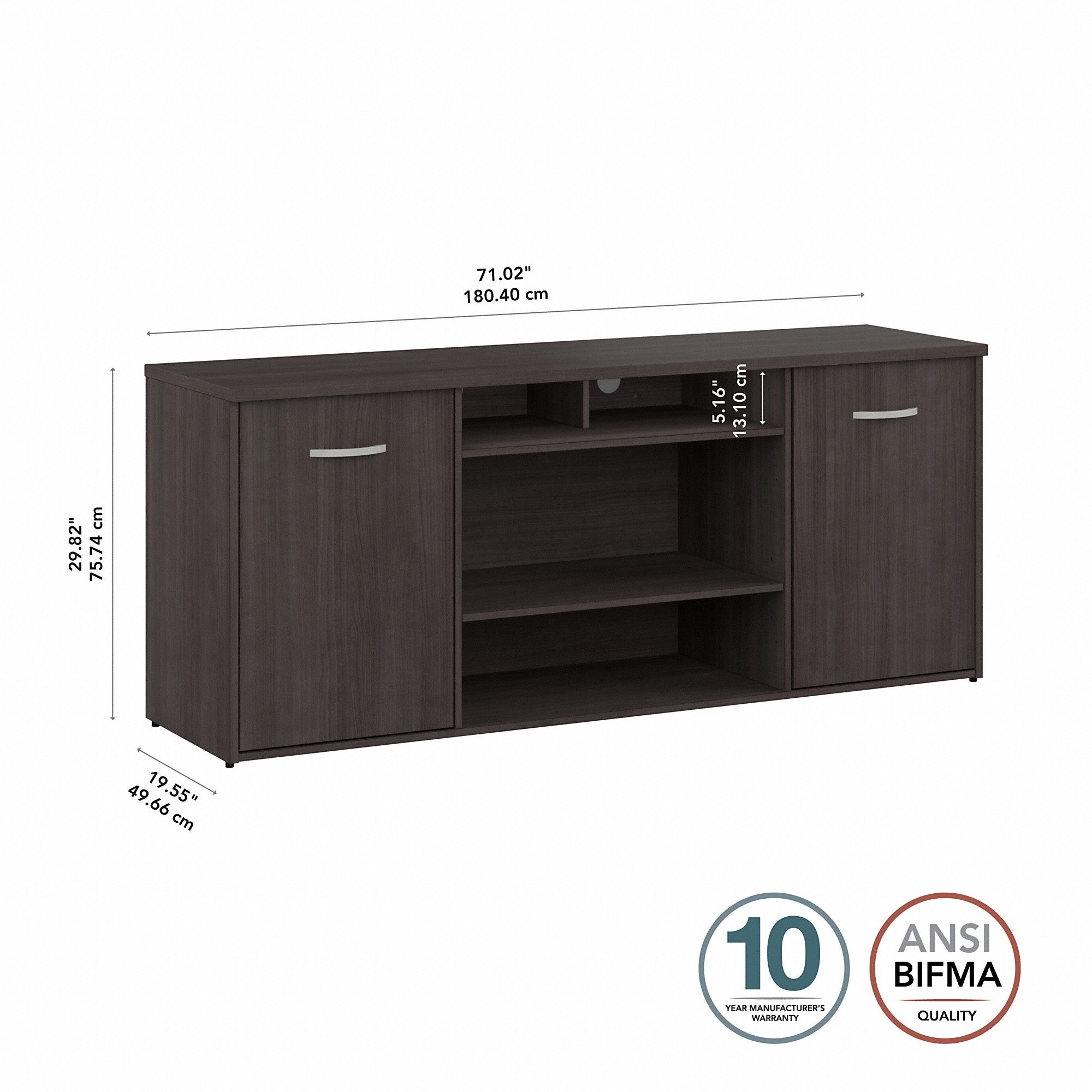 Bush Business Furniture 72W Office Storage Cabinet with Doors and Shelves