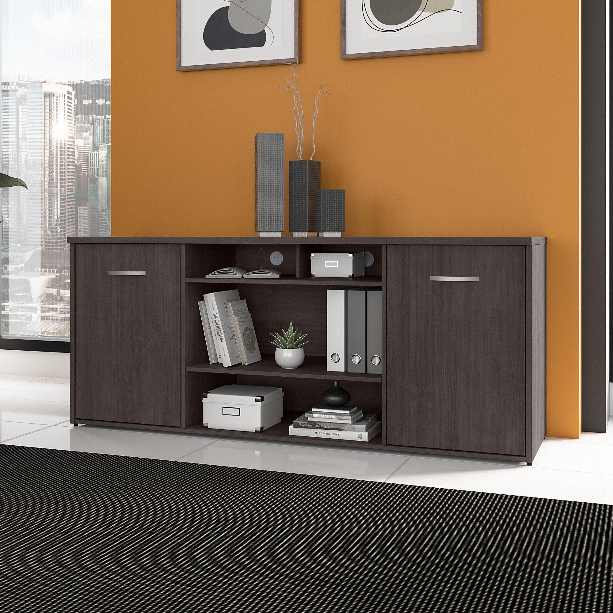 Bush Business Furniture 72W Office Storage Cabinet with Doors and Shelves