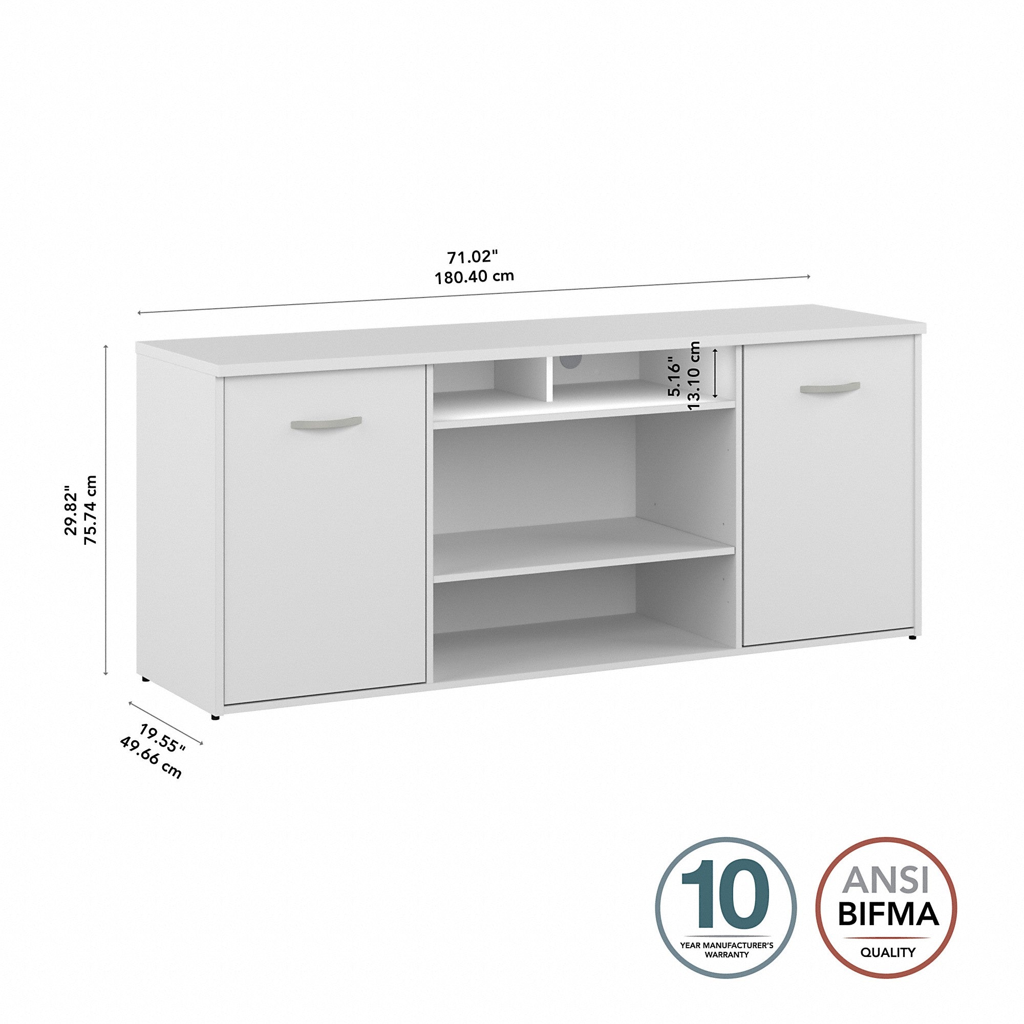 Bush Business Furniture 72W Office Storage Cabinet with Doors and Shelves