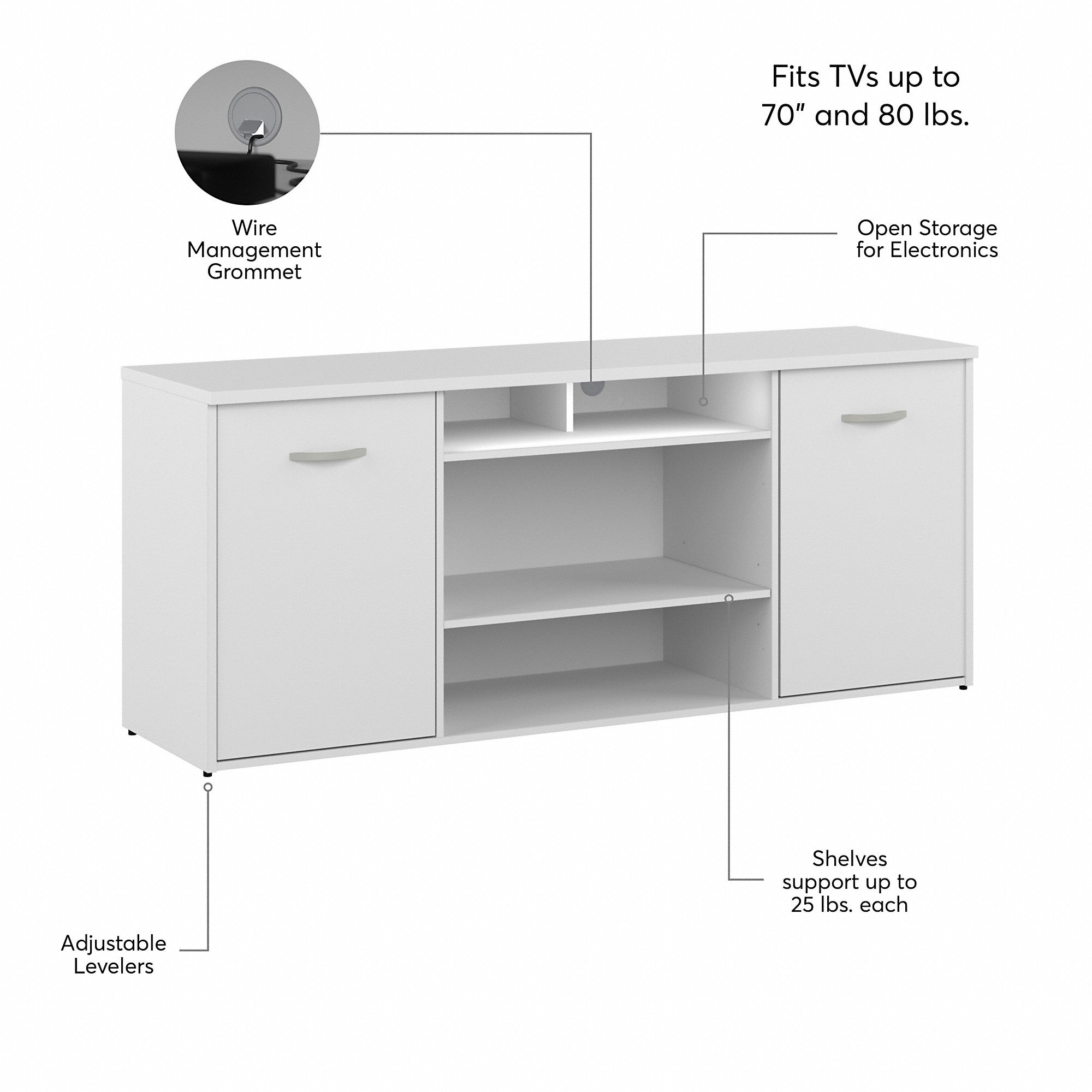 Bush Business Furniture 72W Office Storage Cabinet with Doors and Shelves