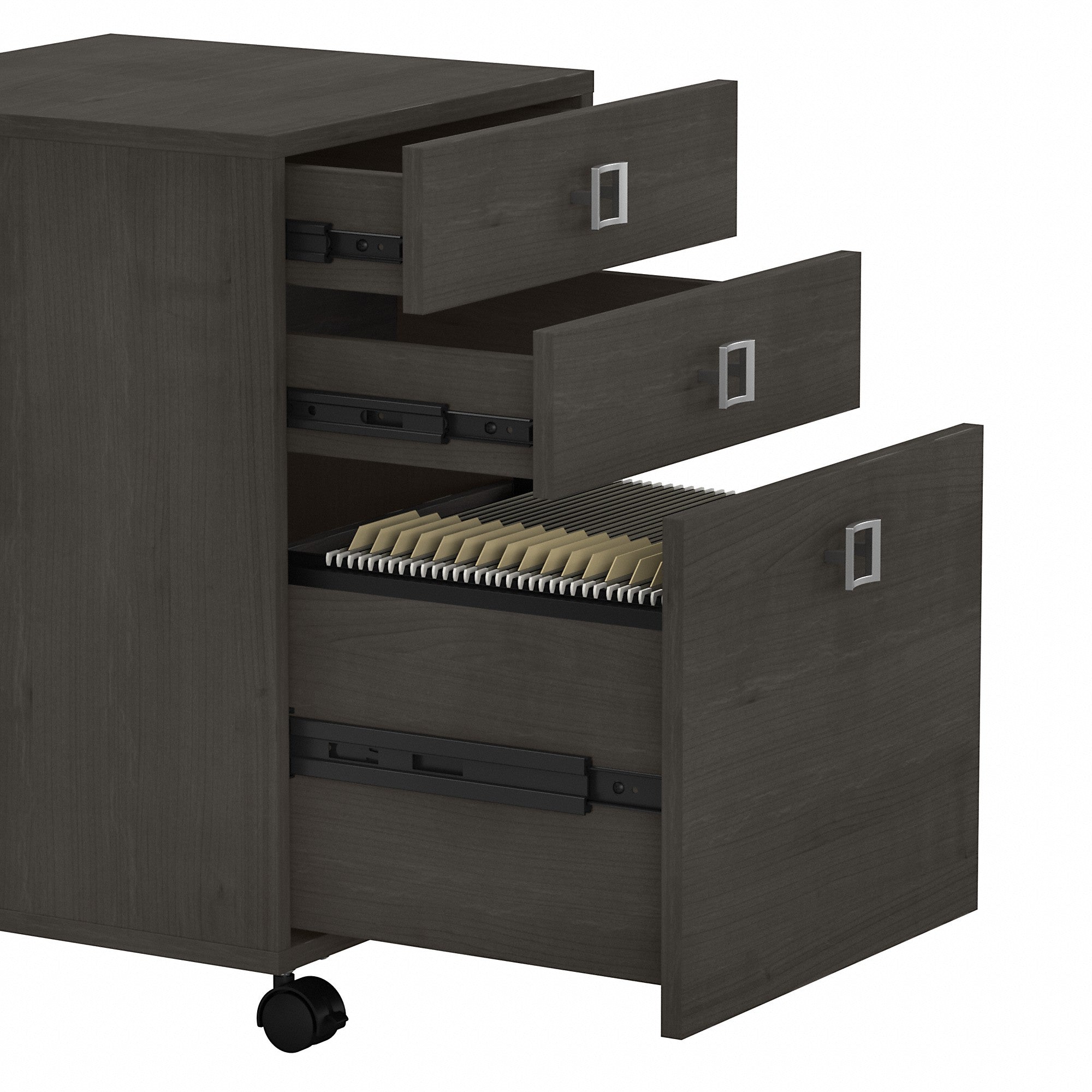 Office by kathy ireland® Echo Bow Front Desk and Credenza with Mobile File Cabinet