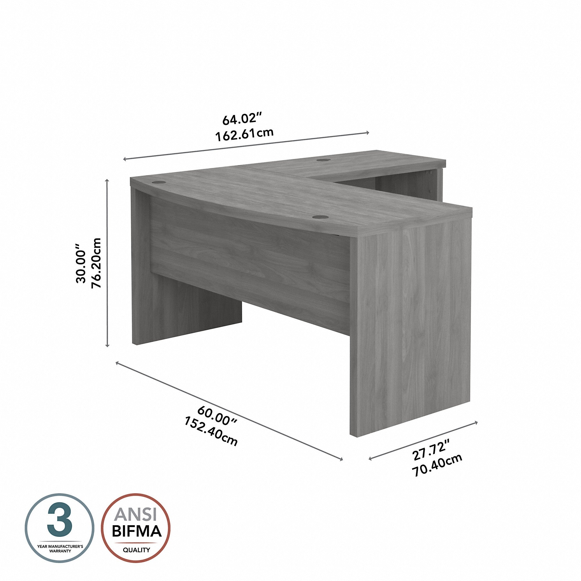 Office by kathy ireland® Echo L Shaped Bow Front Desk