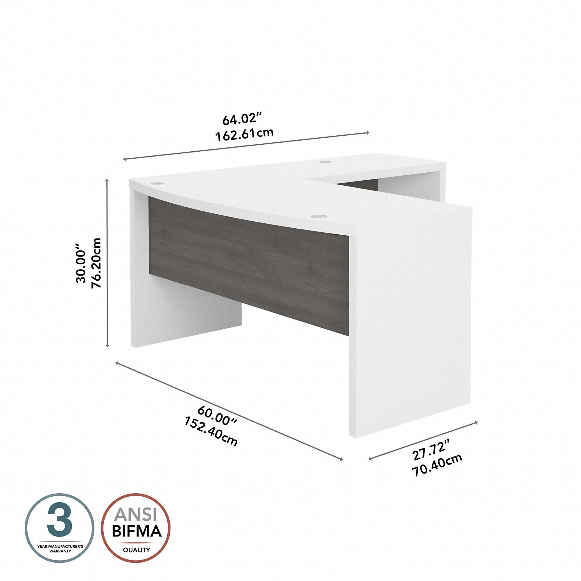 Office by kathy ireland® Echo L Shaped Bow Front Desk