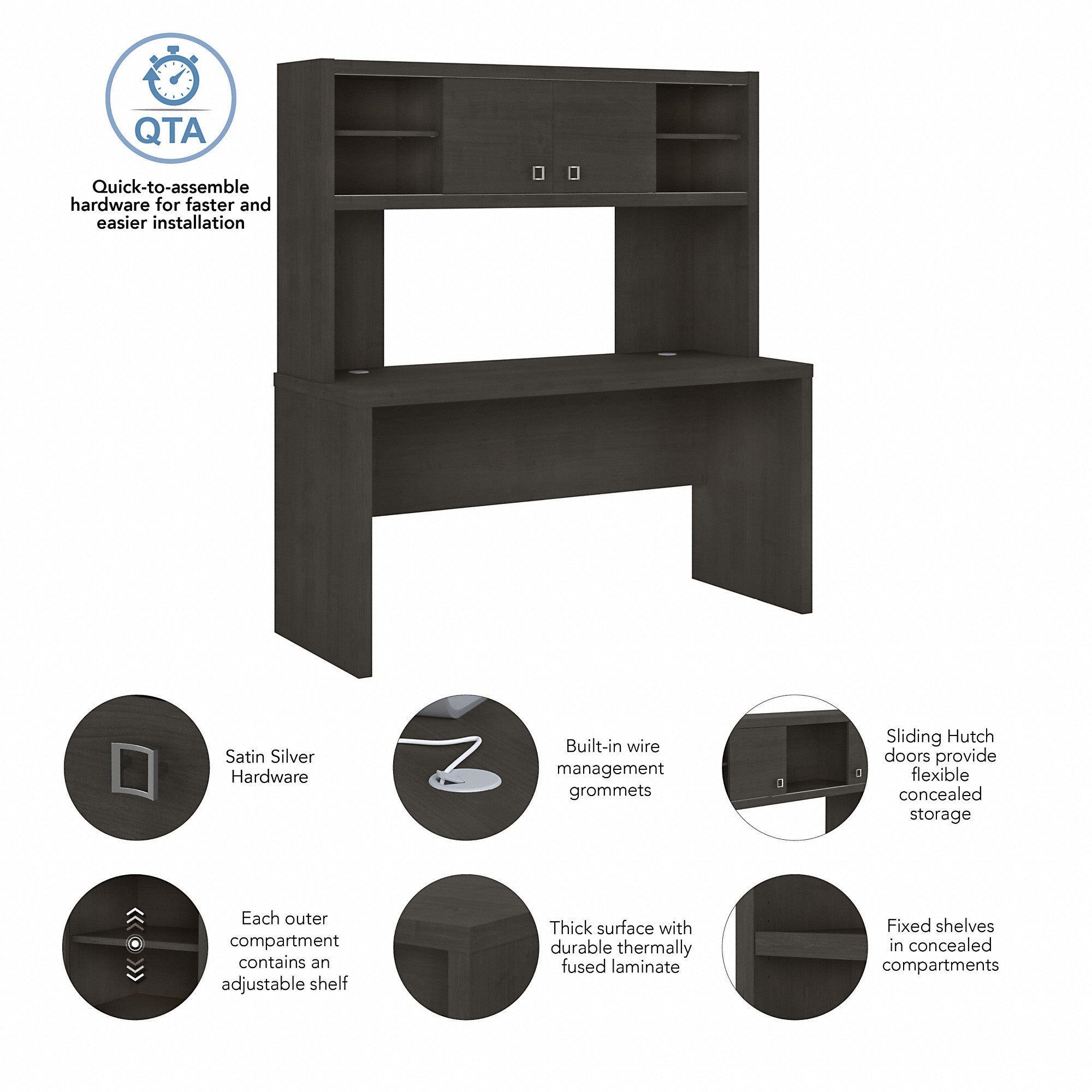 Office by kathy ireland® Echo 60W Credenza Desk with Hutch