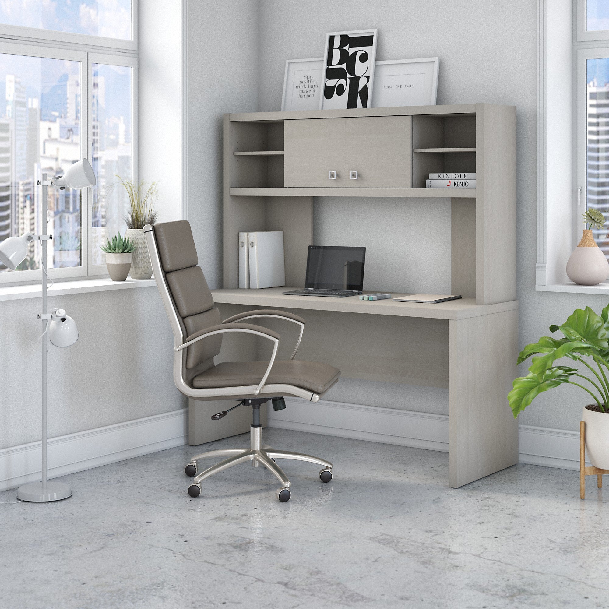 Office by kathy ireland® Echo 60W Credenza Desk with Hutch