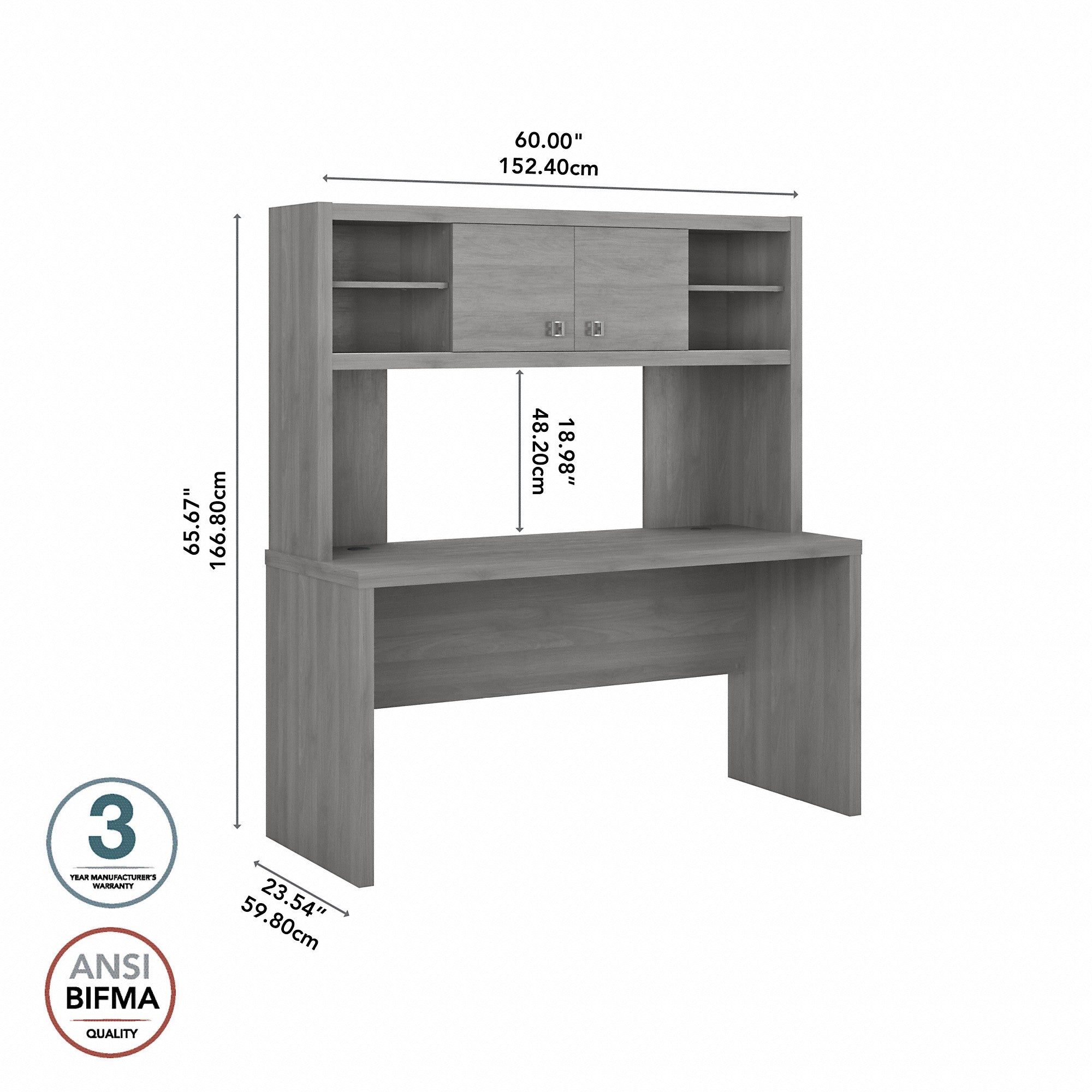 Office by kathy ireland® Echo 60W Credenza Desk with Hutch