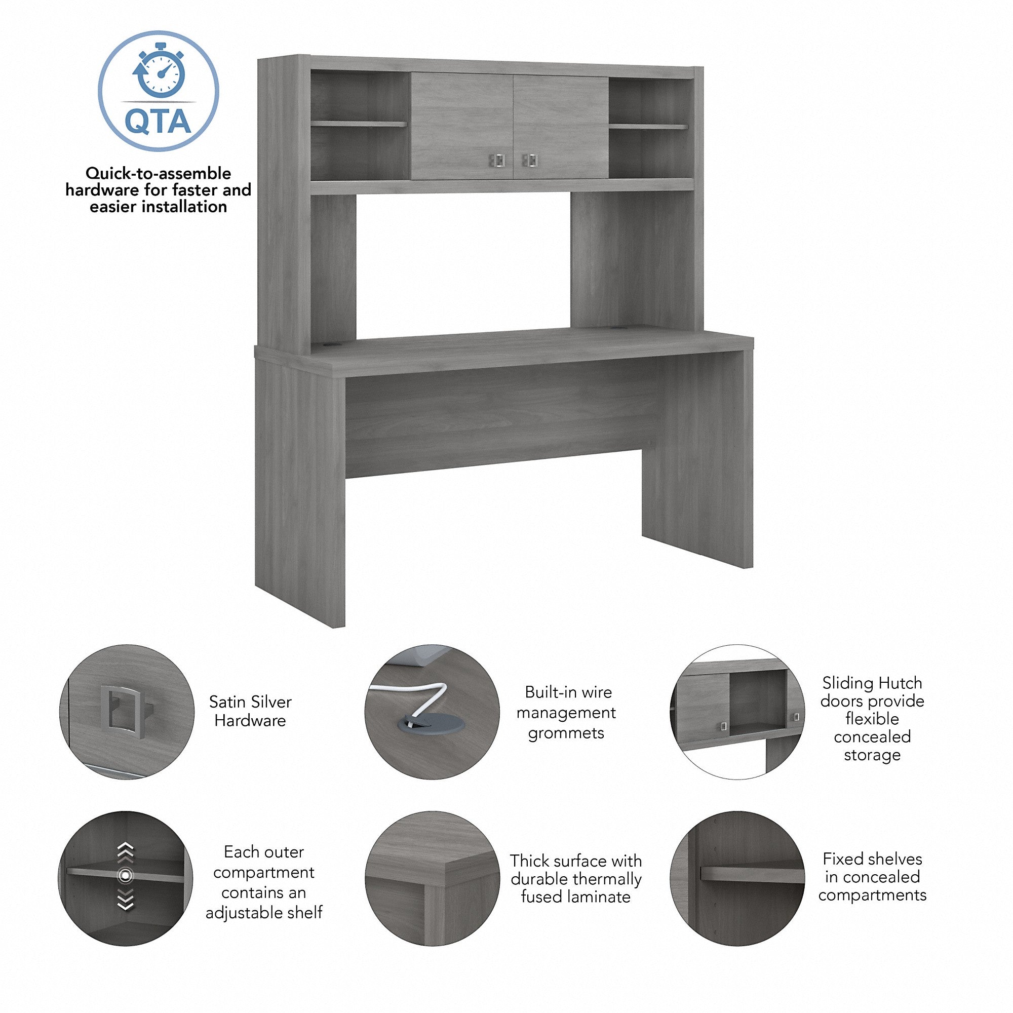 Office by kathy ireland® Echo 60W Credenza Desk with Hutch