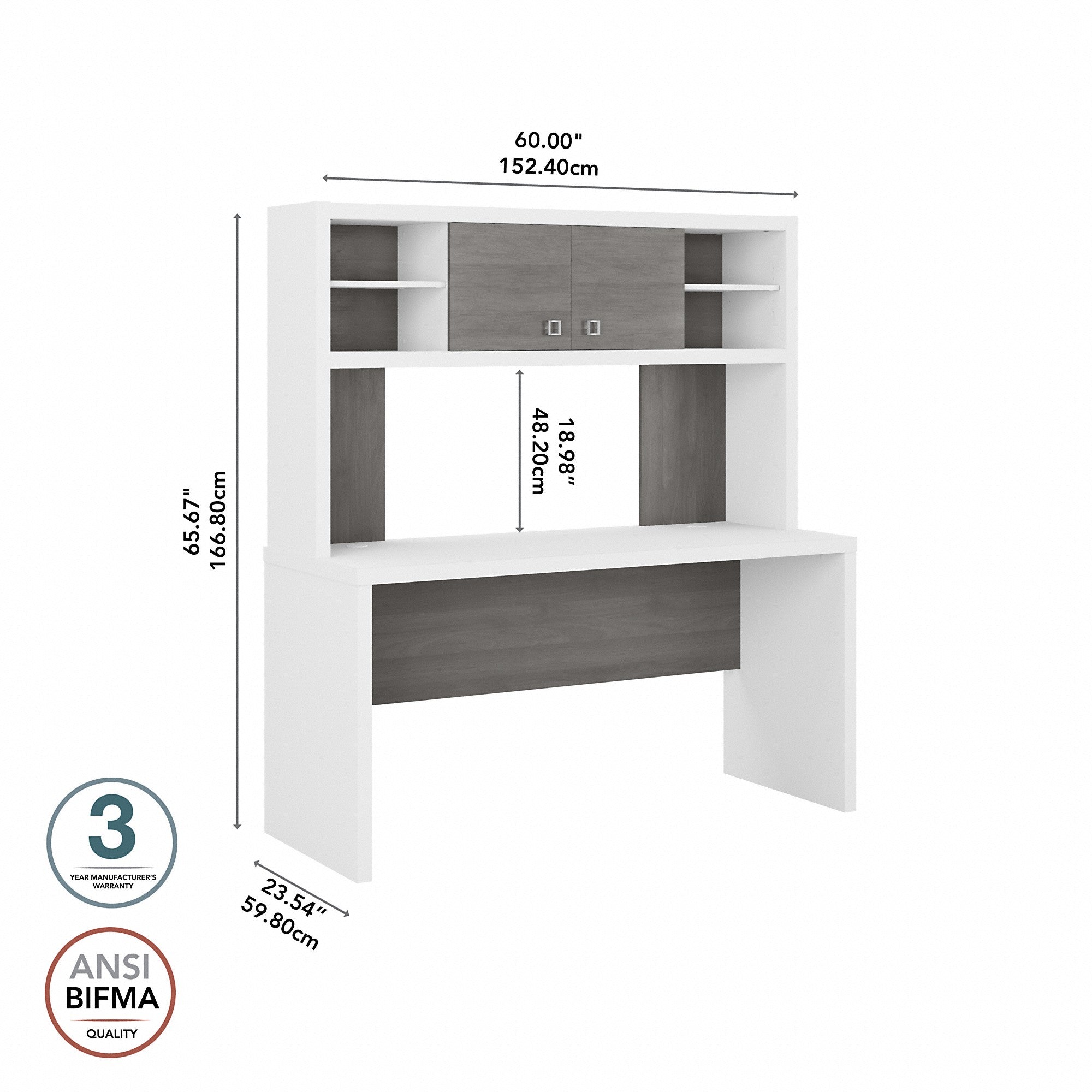 Office by kathy ireland® Echo 60W Credenza Desk with Hutch