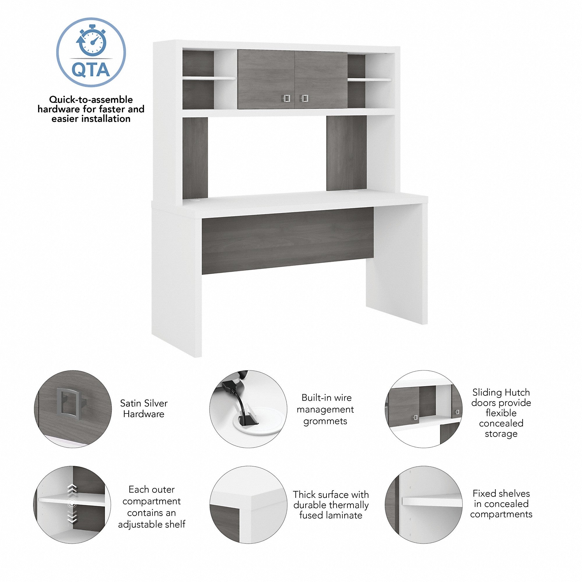 Office by kathy ireland® Echo 60W Credenza Desk with Hutch