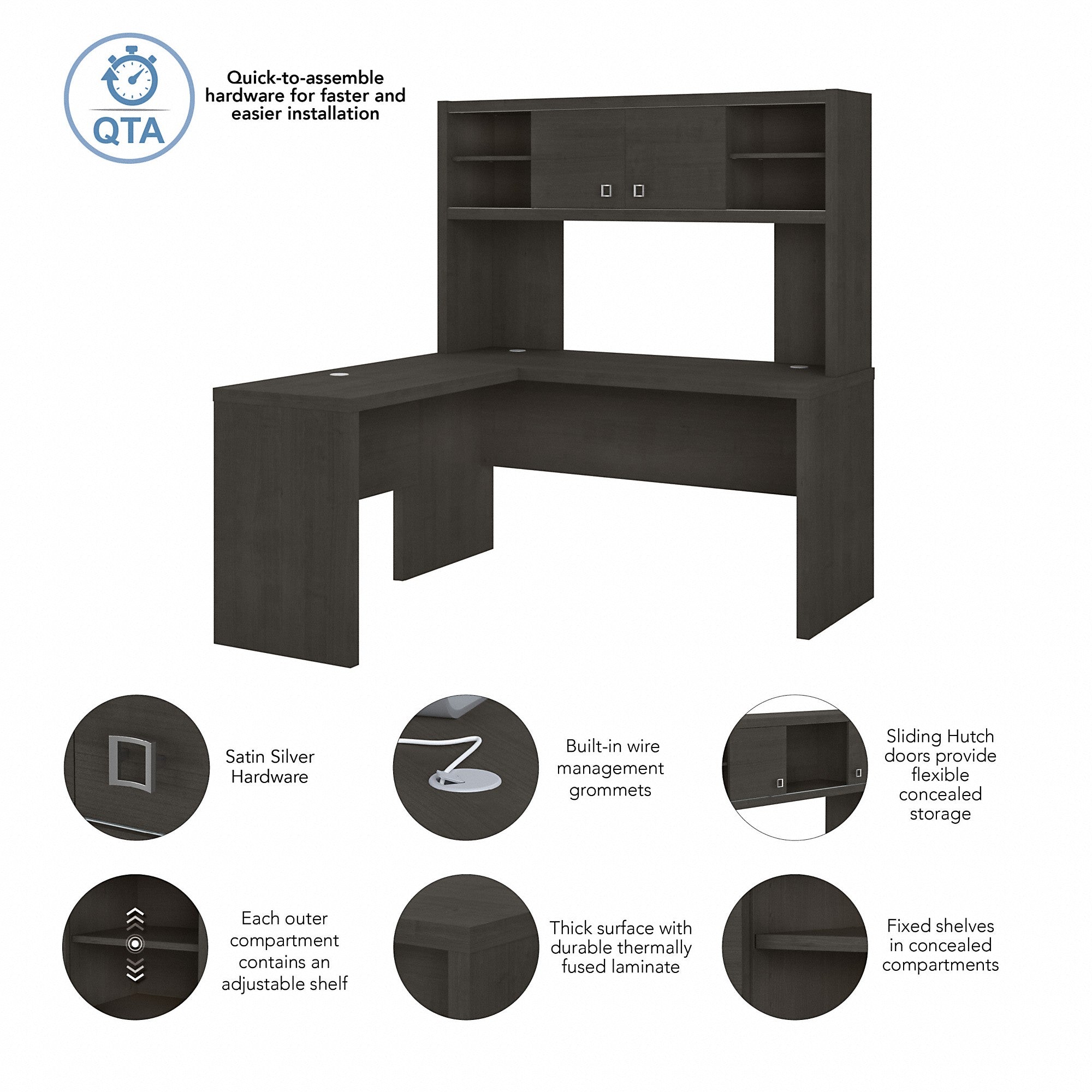 Office by kathy ireland® Echo L Shaped Desk with Hutch