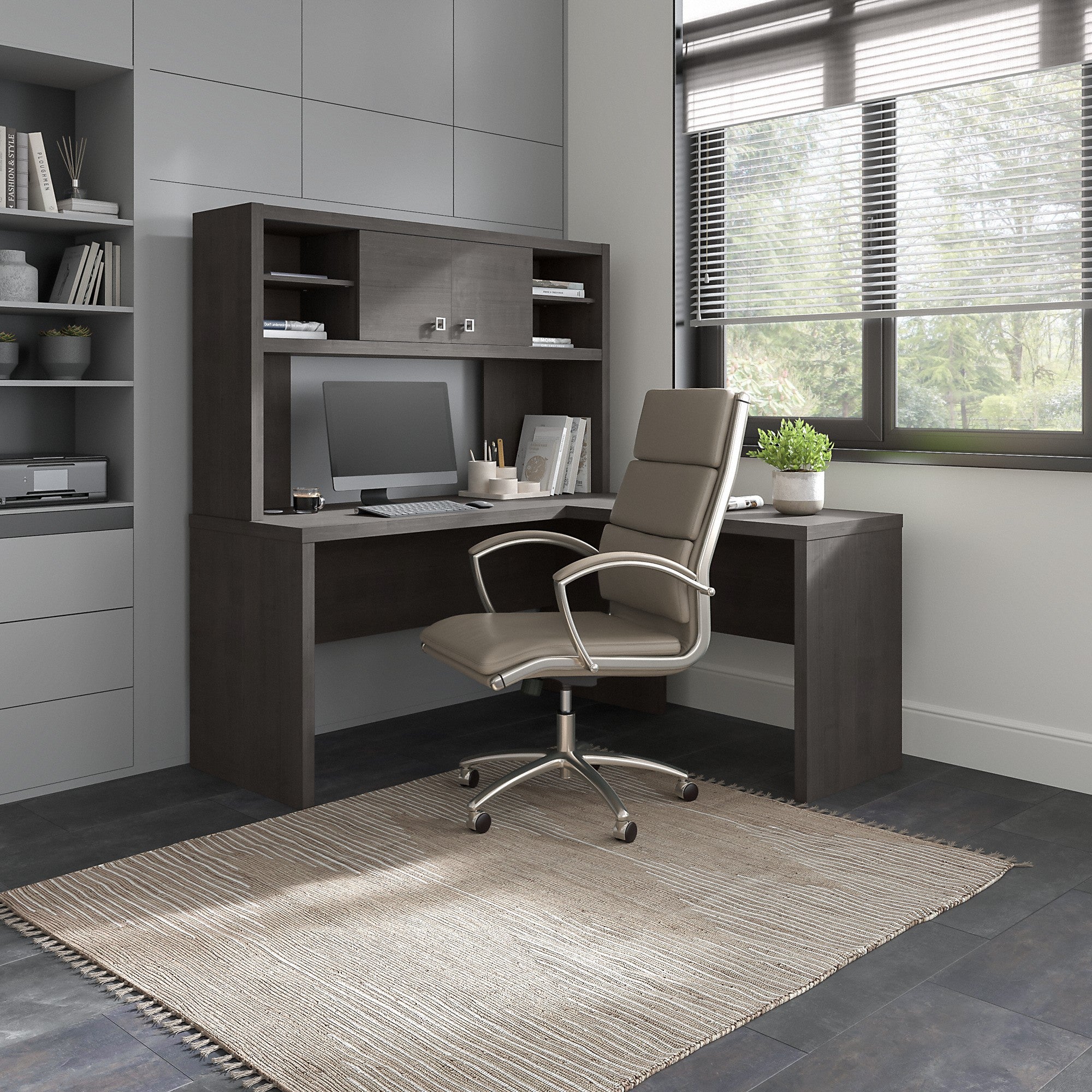 Office by kathy ireland® Echo L Shaped Desk with Hutch