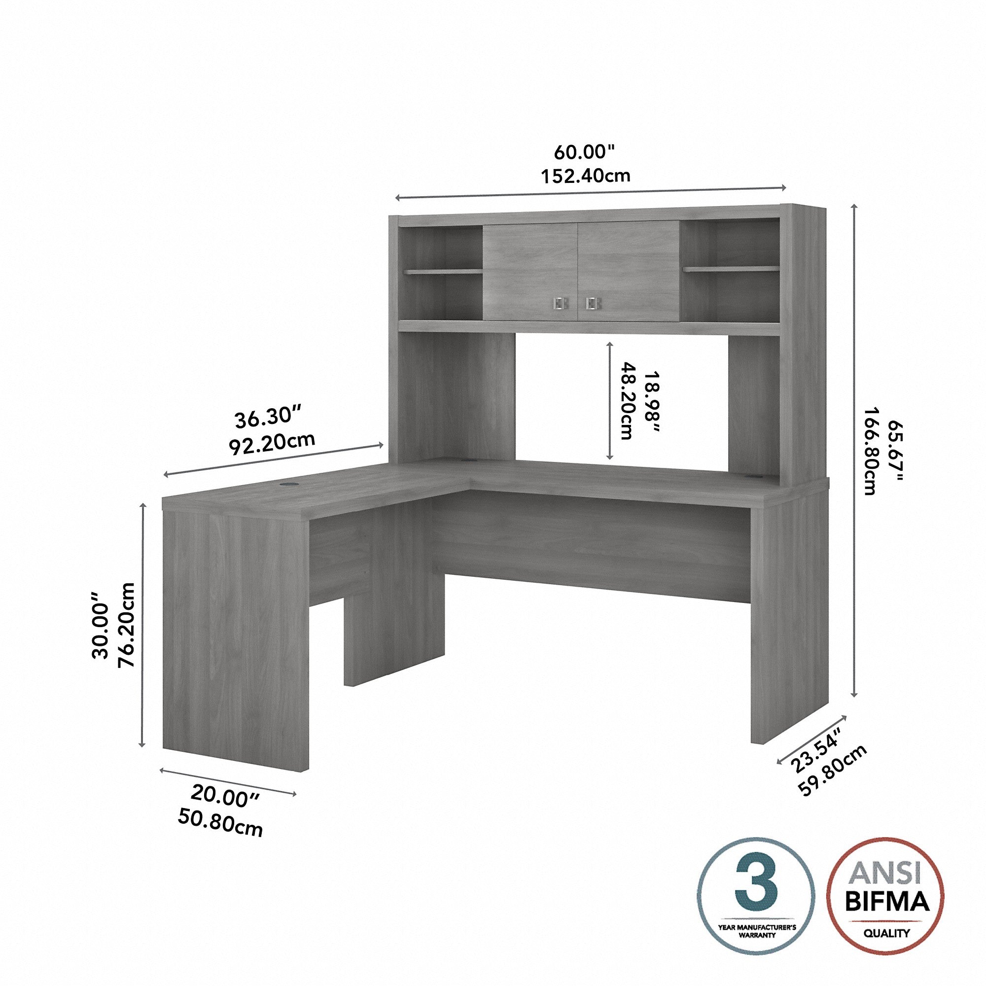 Office by kathy ireland® Echo L Shaped Desk with Hutch