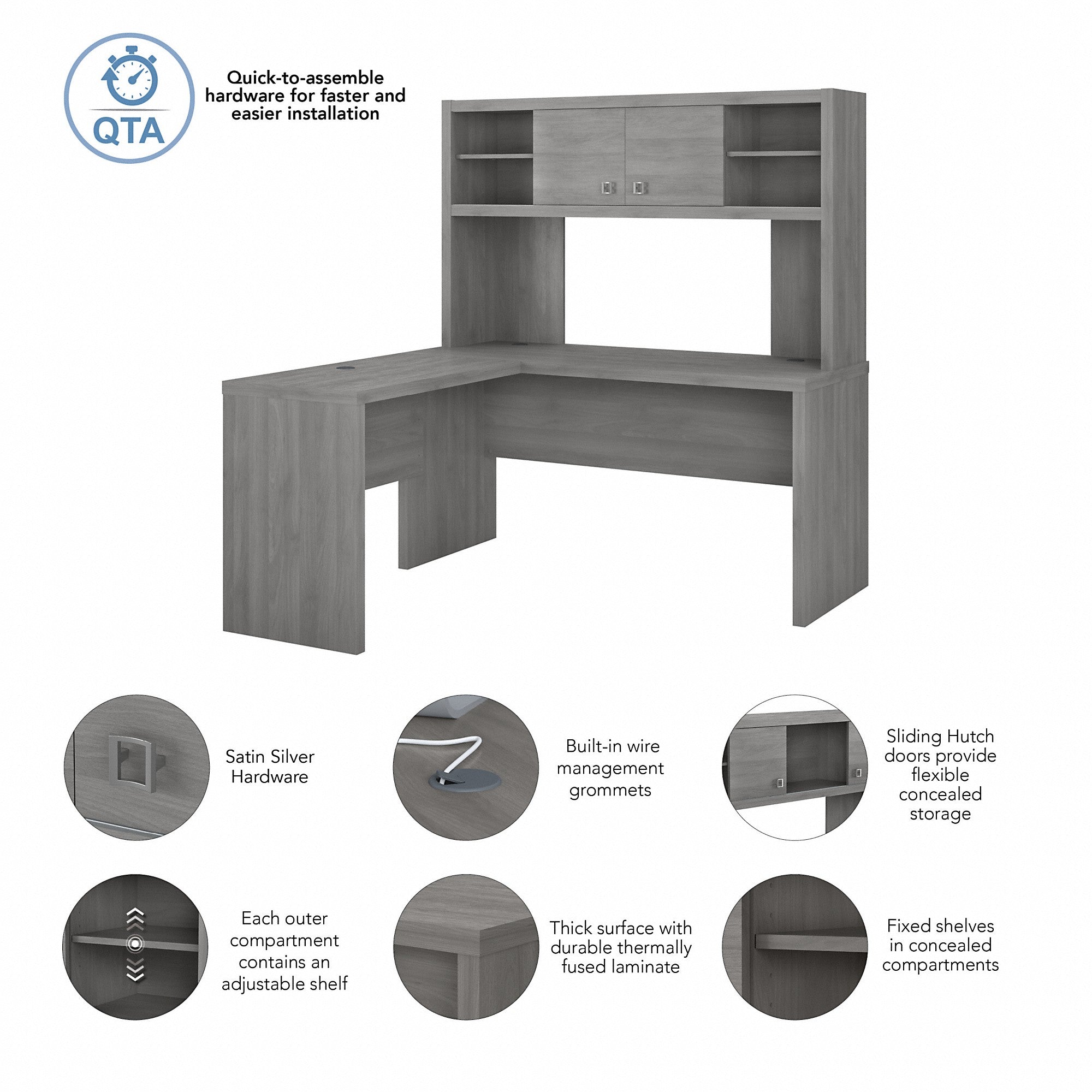 Office by kathy ireland® Echo L Shaped Desk with Hutch