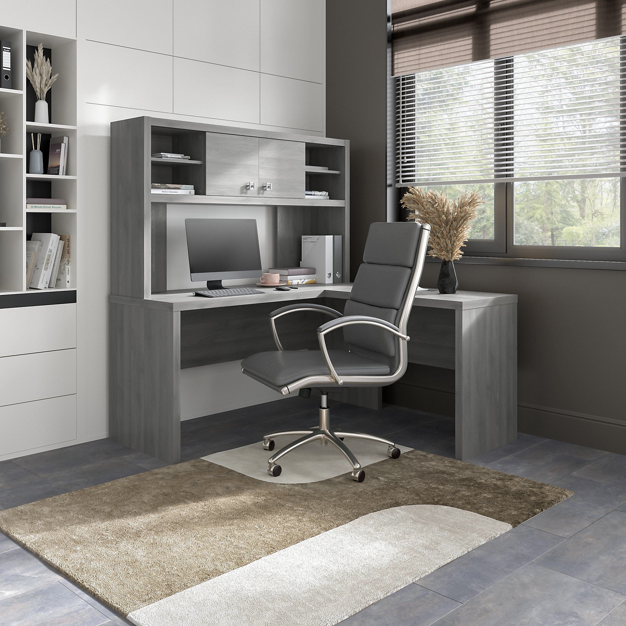 Office by kathy ireland® Echo L Shaped Desk with Hutch