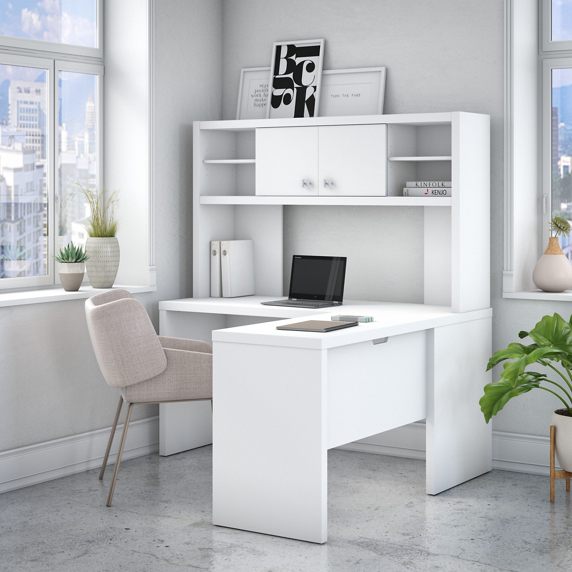 Office by kathy ireland® Echo L Shaped Desk with Hutch