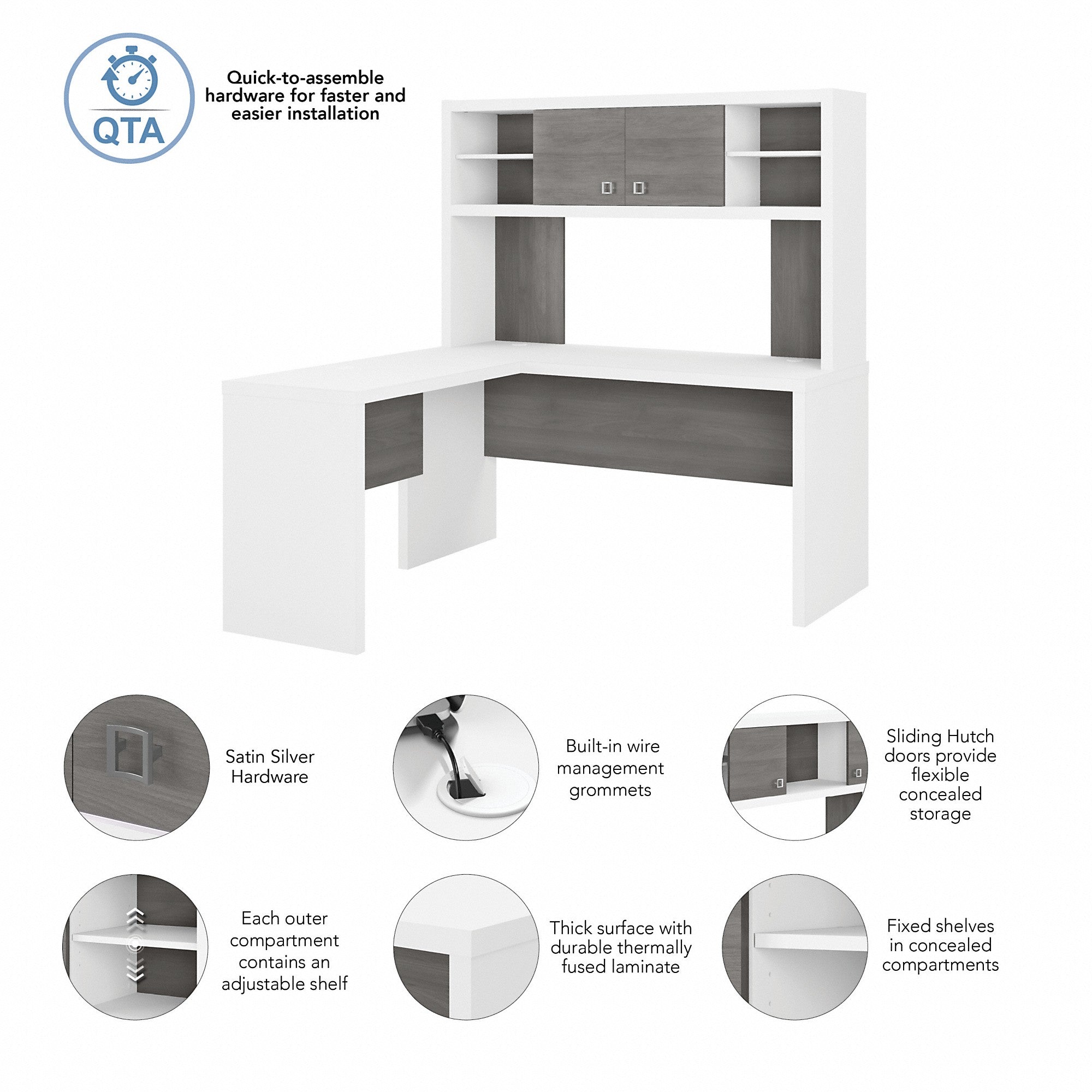 Office by kathy ireland® Echo L Shaped Desk with Hutch