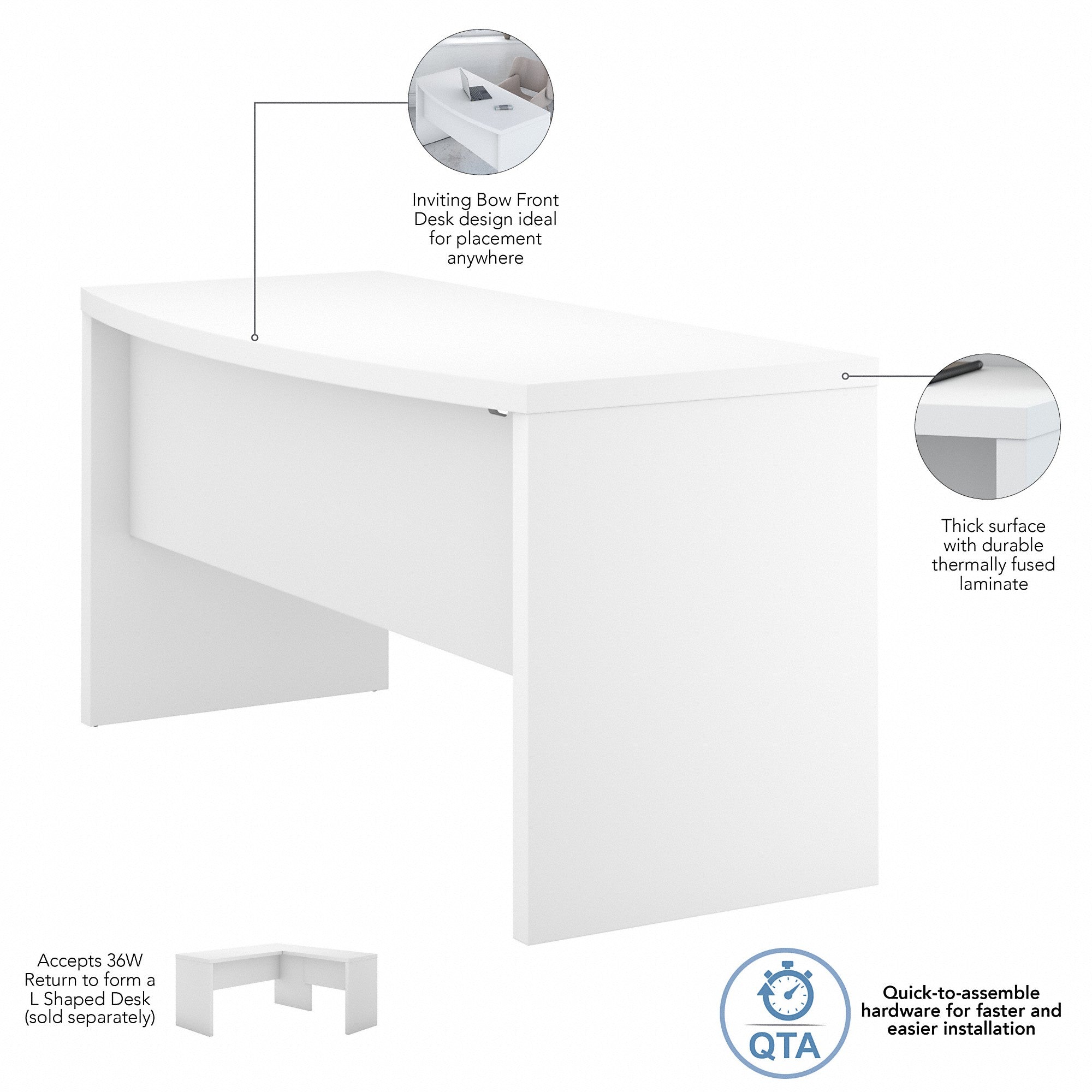 Office by kathy ireland® Echo Bow Front Desk, Credenza with Hutch and Mobile File Cabinet