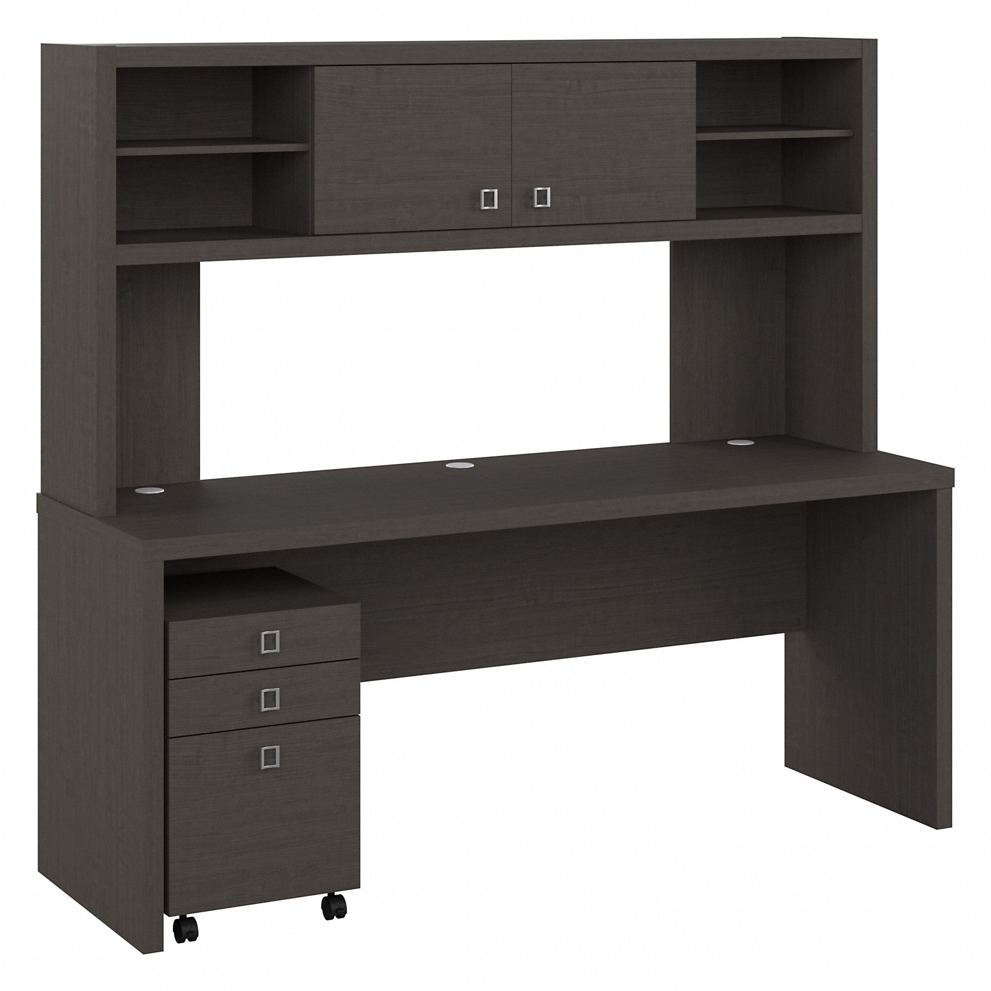 Office by kathy ireland® Echo 72W Computer Desk with Hutch and 3 Drawer Mobile File Cabinet