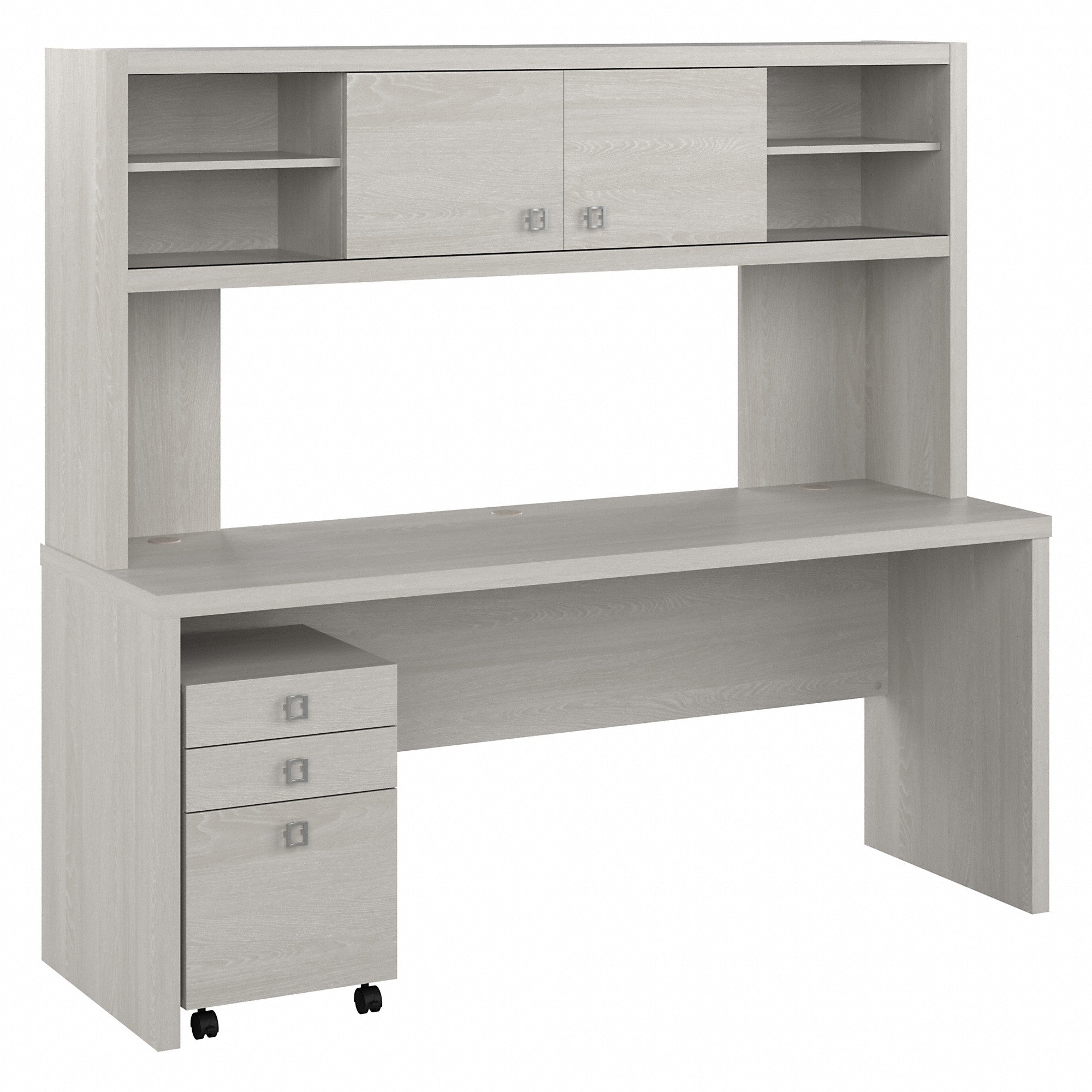 Office by kathy ireland® Echo 72W Computer Desk with Hutch and 3 Drawer Mobile File Cabinet