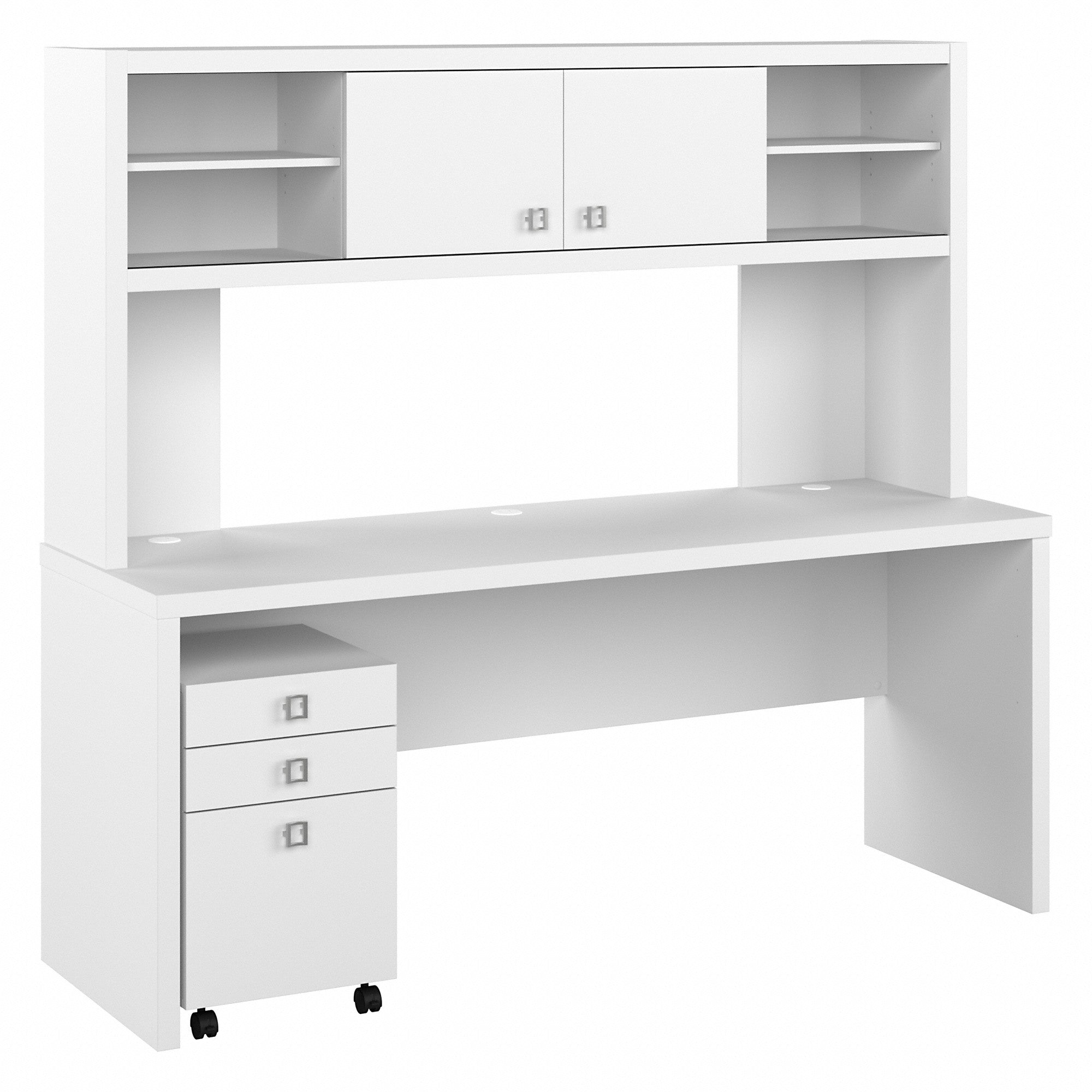 Office by kathy ireland® Echo 72W Computer Desk with Hutch and 3 Drawer Mobile File Cabinet