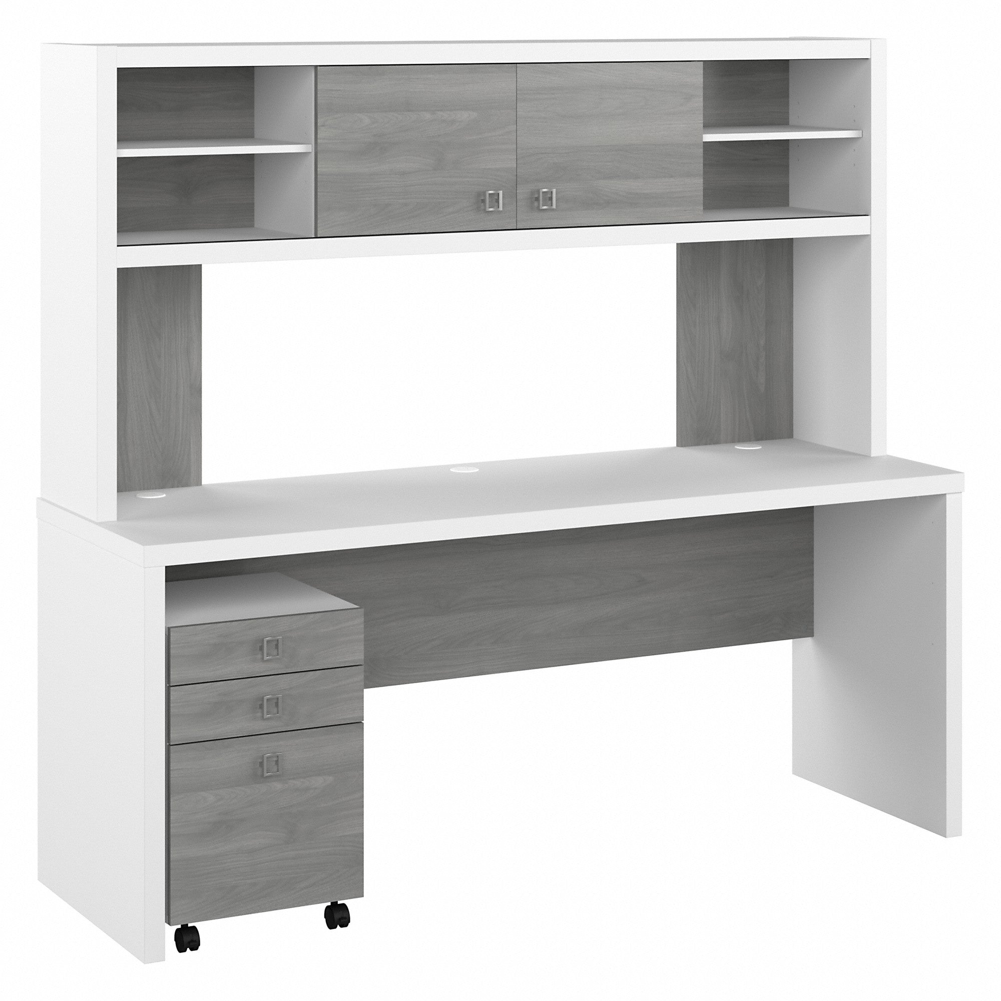 Office by kathy ireland® Echo 72W Computer Desk with Hutch and 3 Drawer Mobile File Cabinet