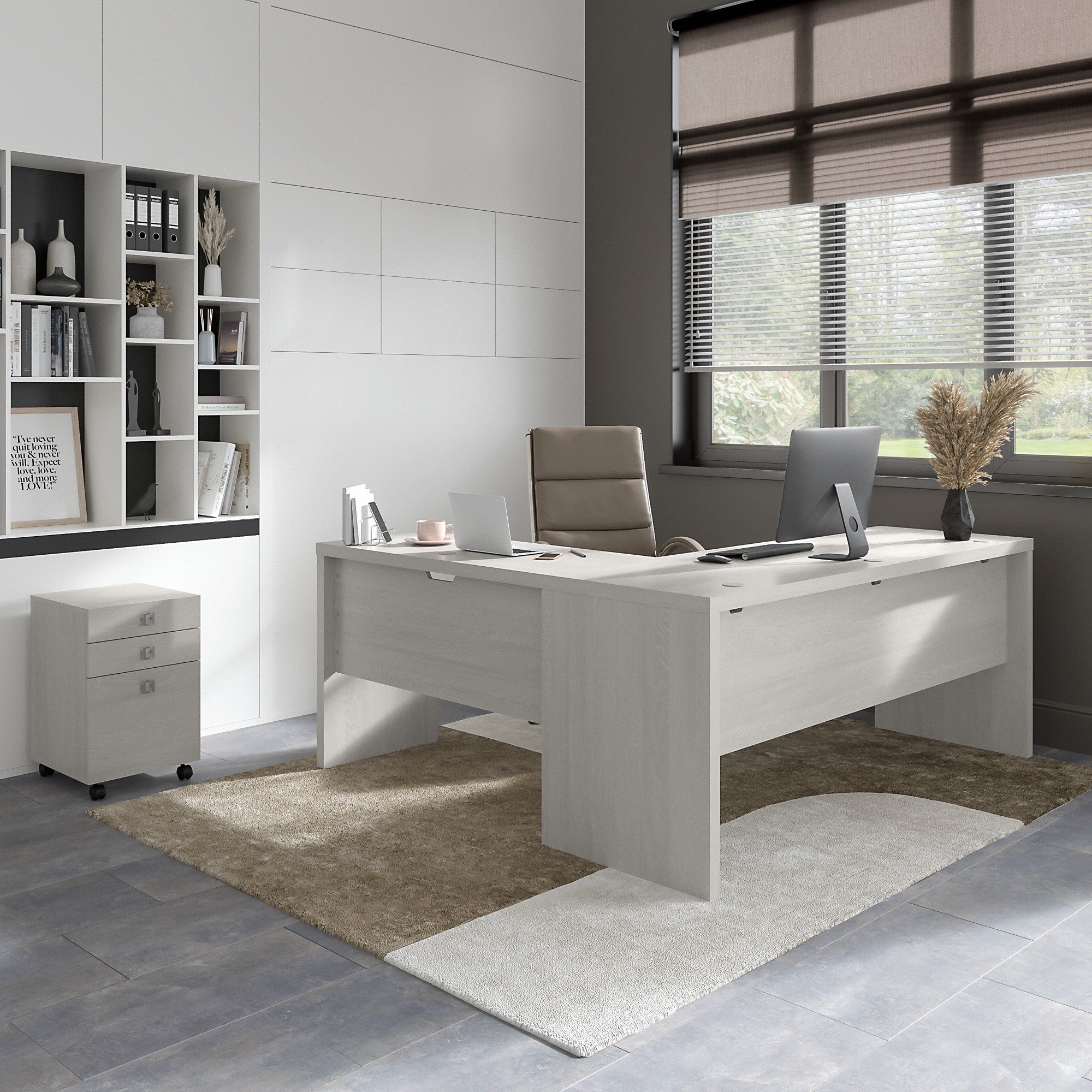 Office by kathy ireland® Echo 72W L Shaped Computer Desk with 3 Drawer Mobile File Cabinet