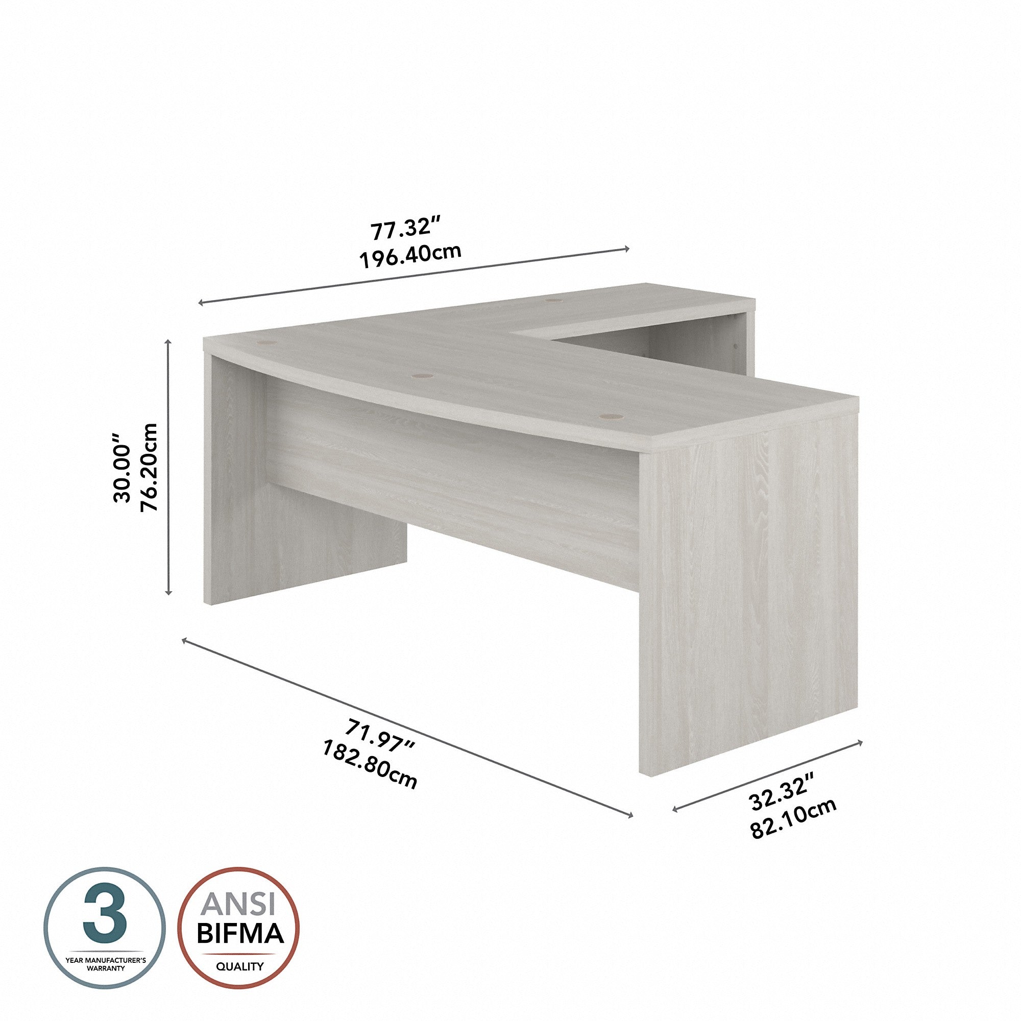 Office by kathy ireland® Echo 72W Bow Front L Shaped Desk