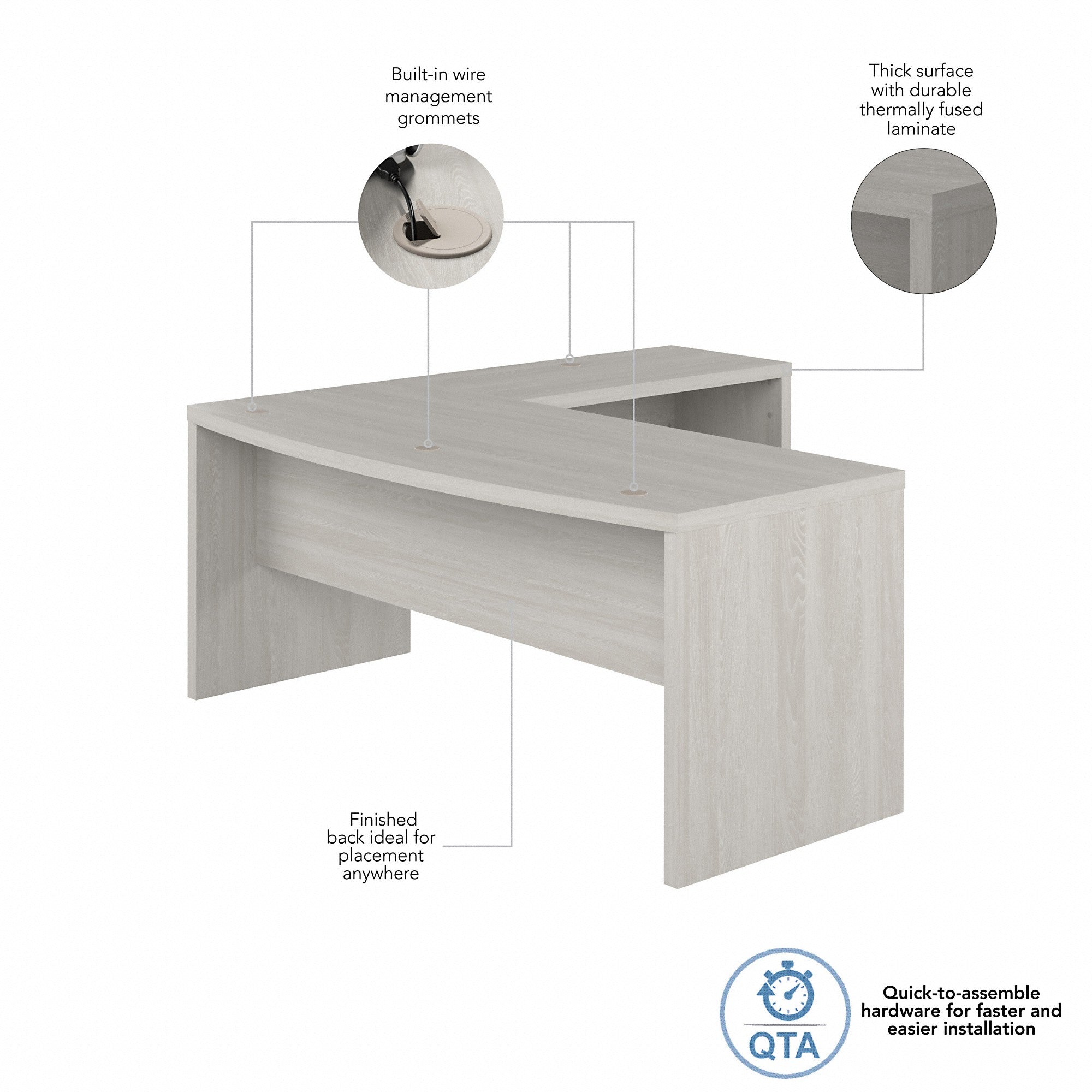 Office by kathy ireland® Echo 72W Bow Front L Shaped Desk