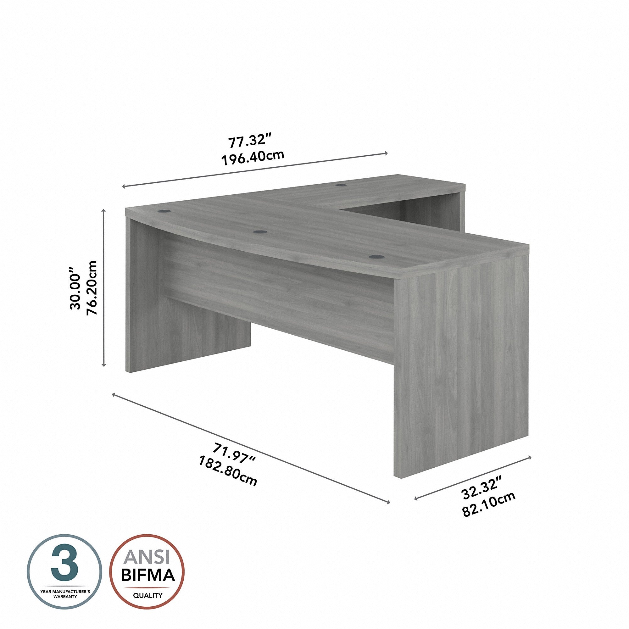 Office by kathy ireland® Echo 72W Bow Front L Shaped Desk