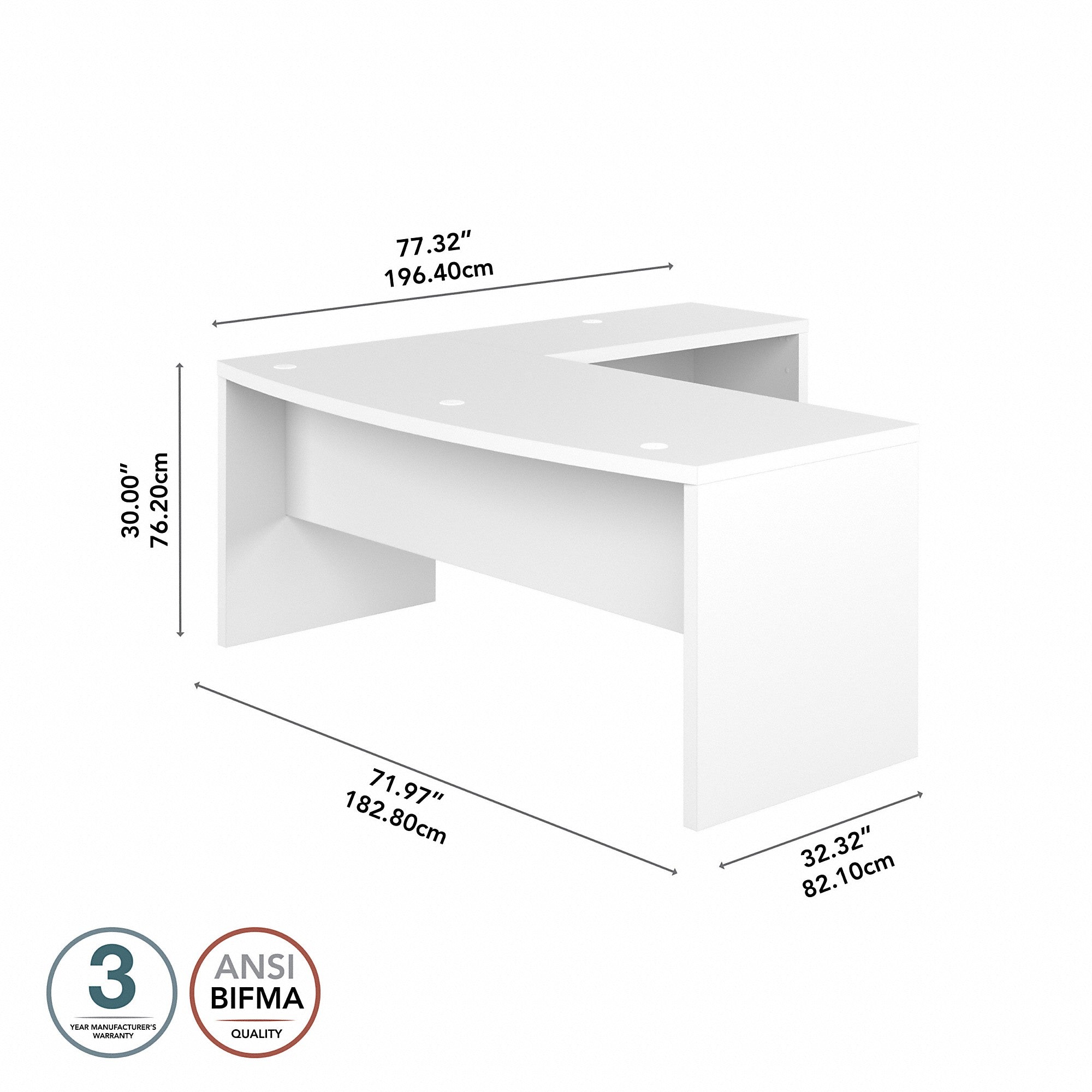 Office by kathy ireland® Echo 72W Bow Front L Shaped Desk