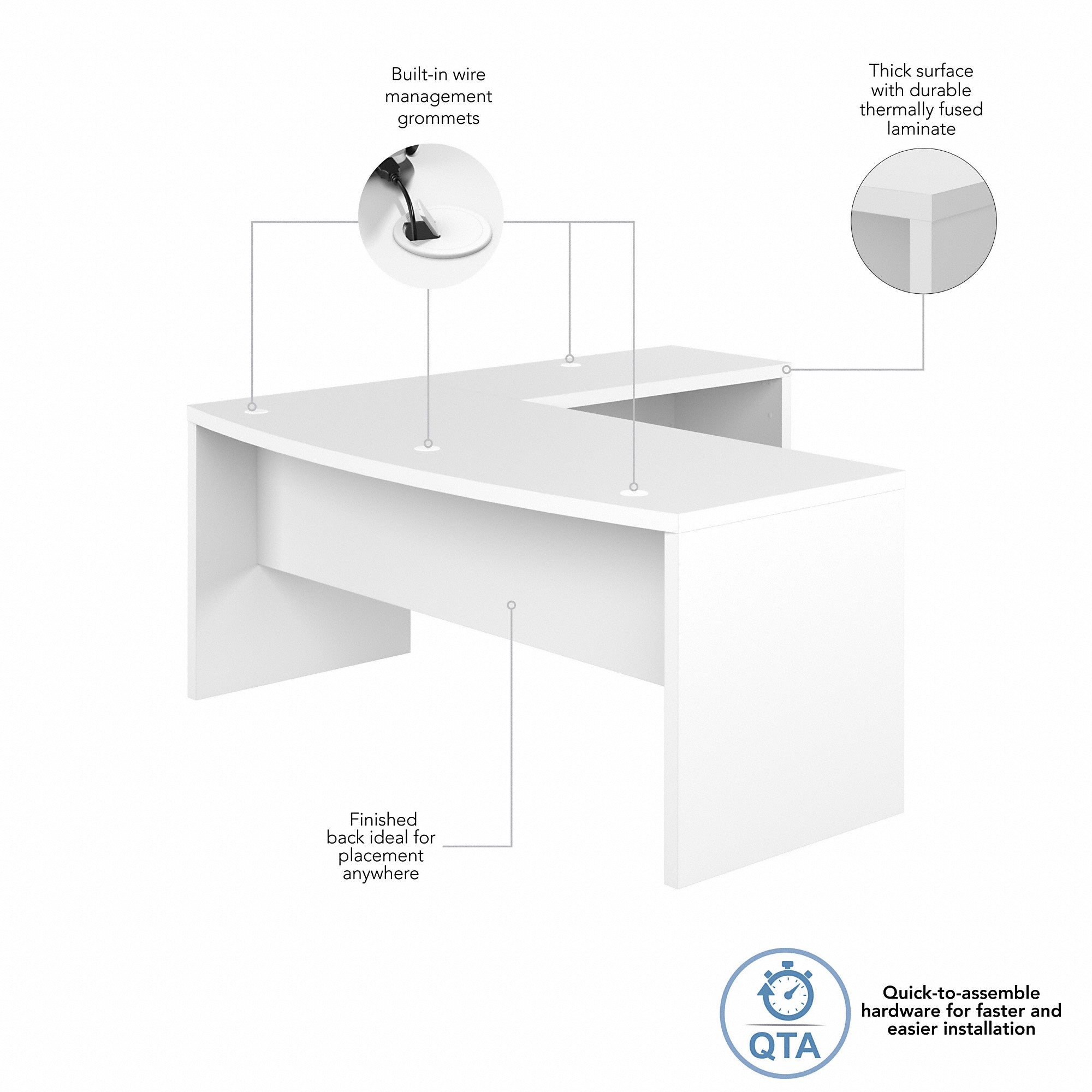 Office by kathy ireland® Echo 72W Bow Front L Shaped Desk