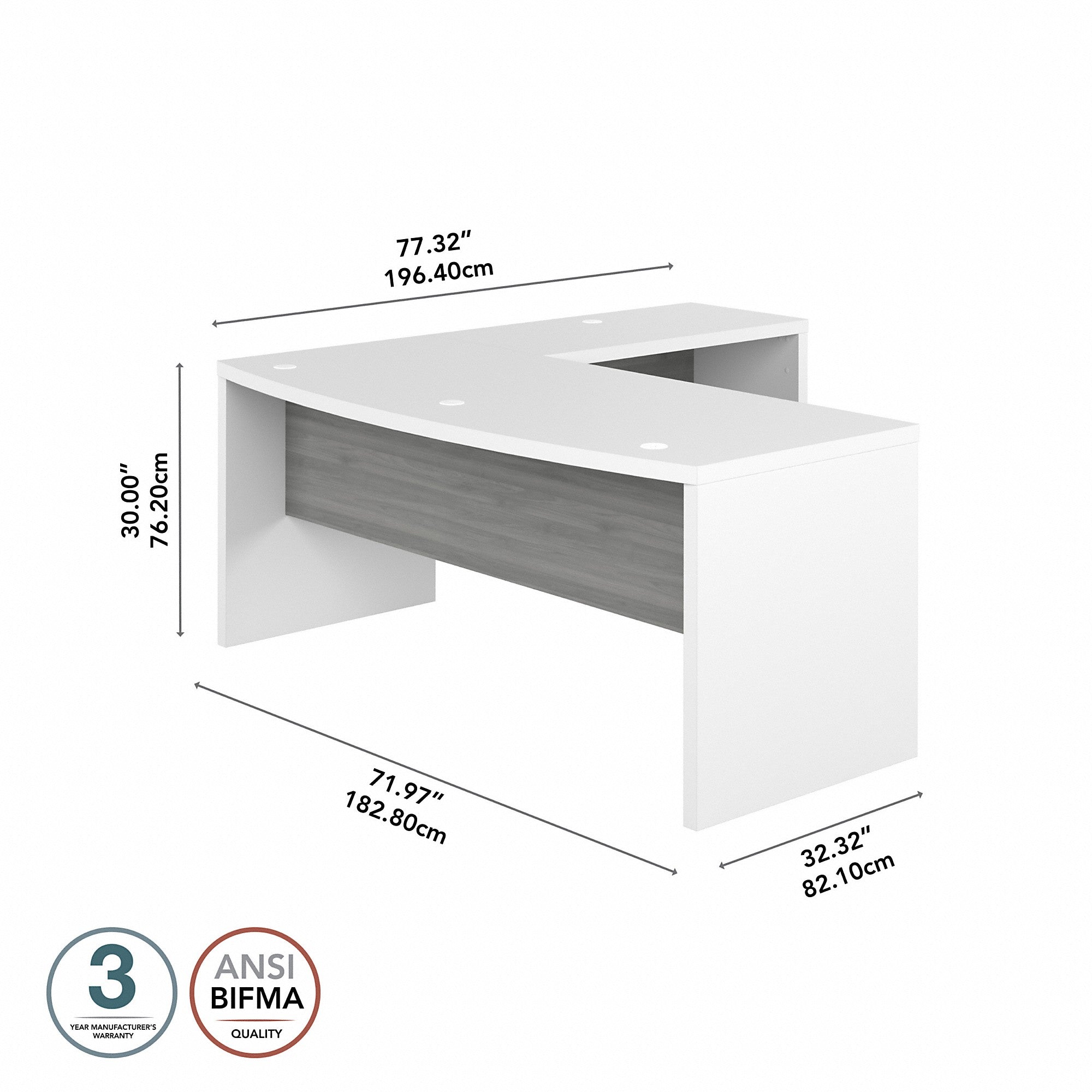 Office by kathy ireland® Echo 72W Bow Front L Shaped Desk