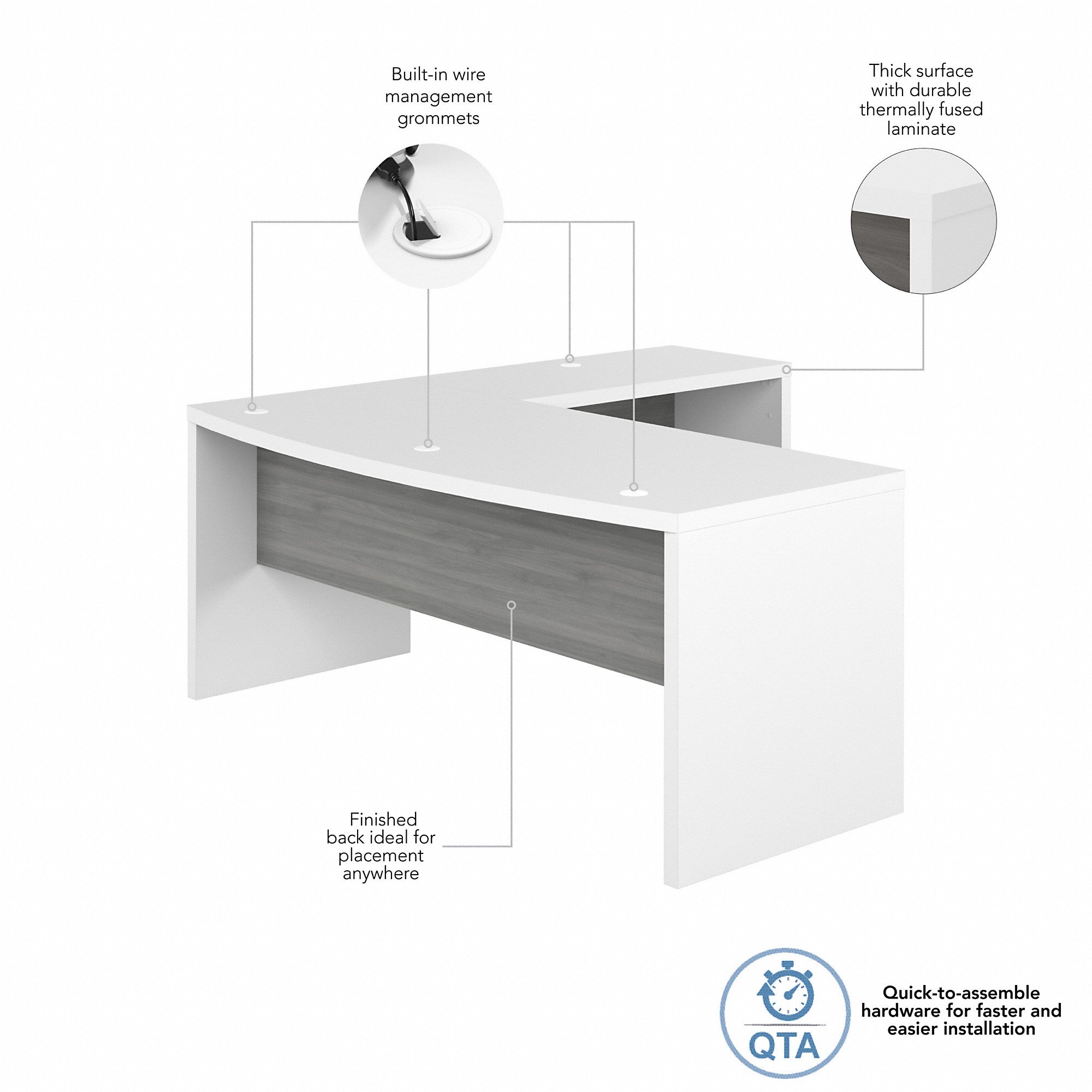 Office by kathy ireland® Echo 72W Bow Front L Shaped Desk