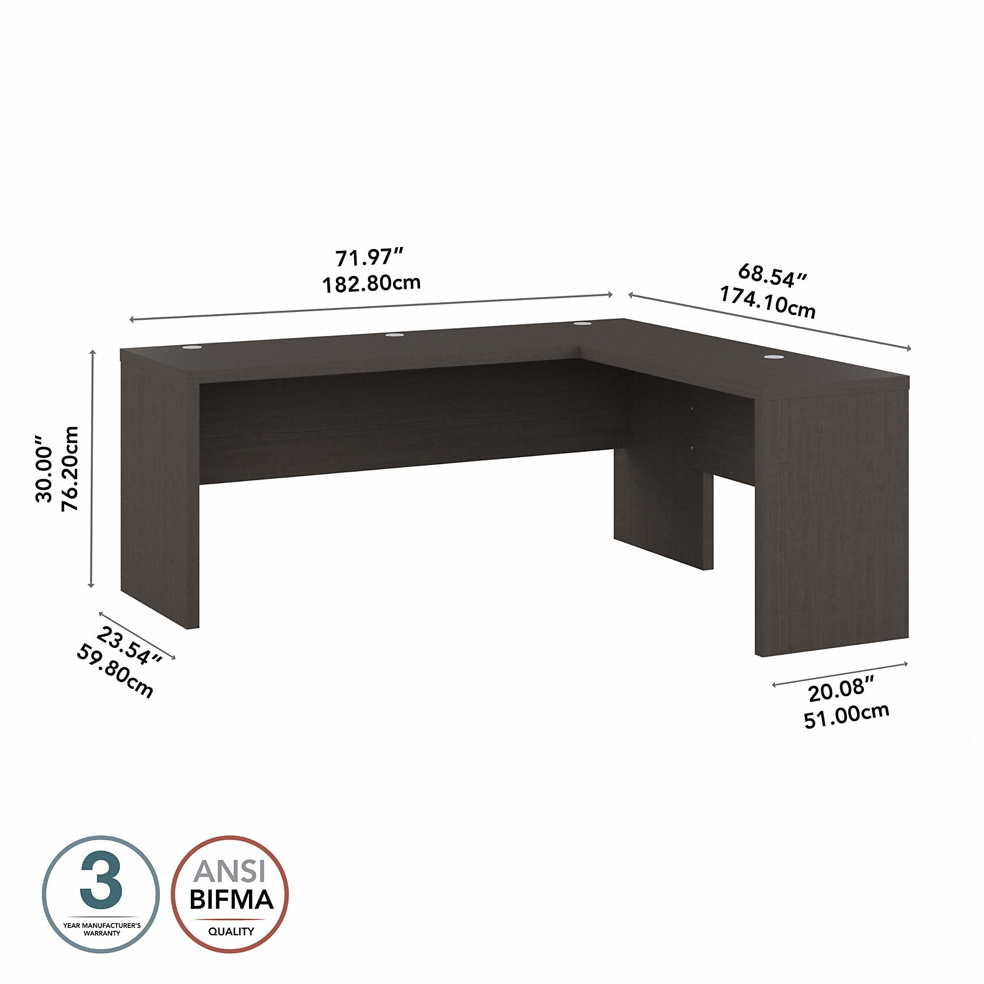 Office by kathy ireland® Echo 72W L Shaped Computer Desk