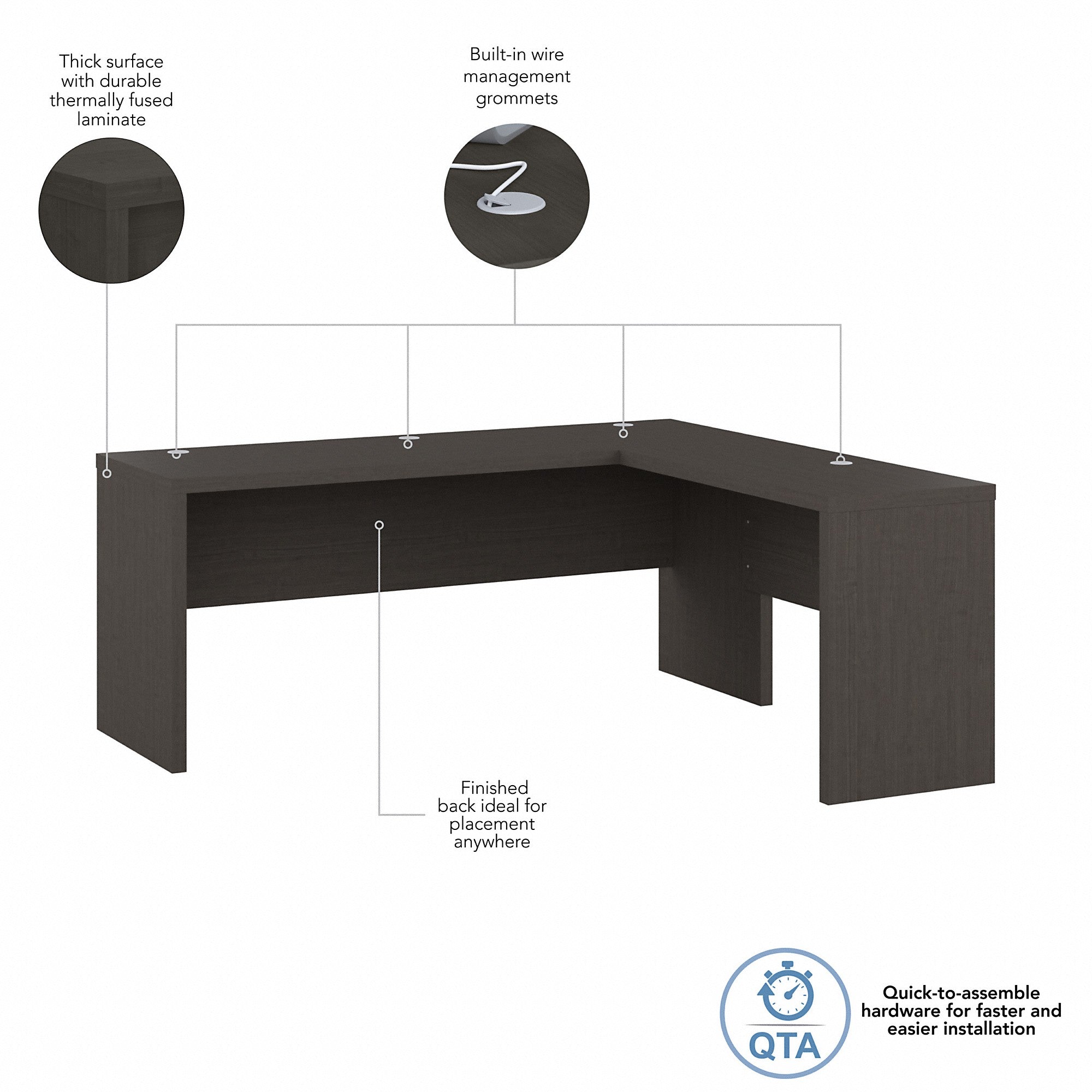 Office by kathy ireland® Echo 72W L Shaped Computer Desk