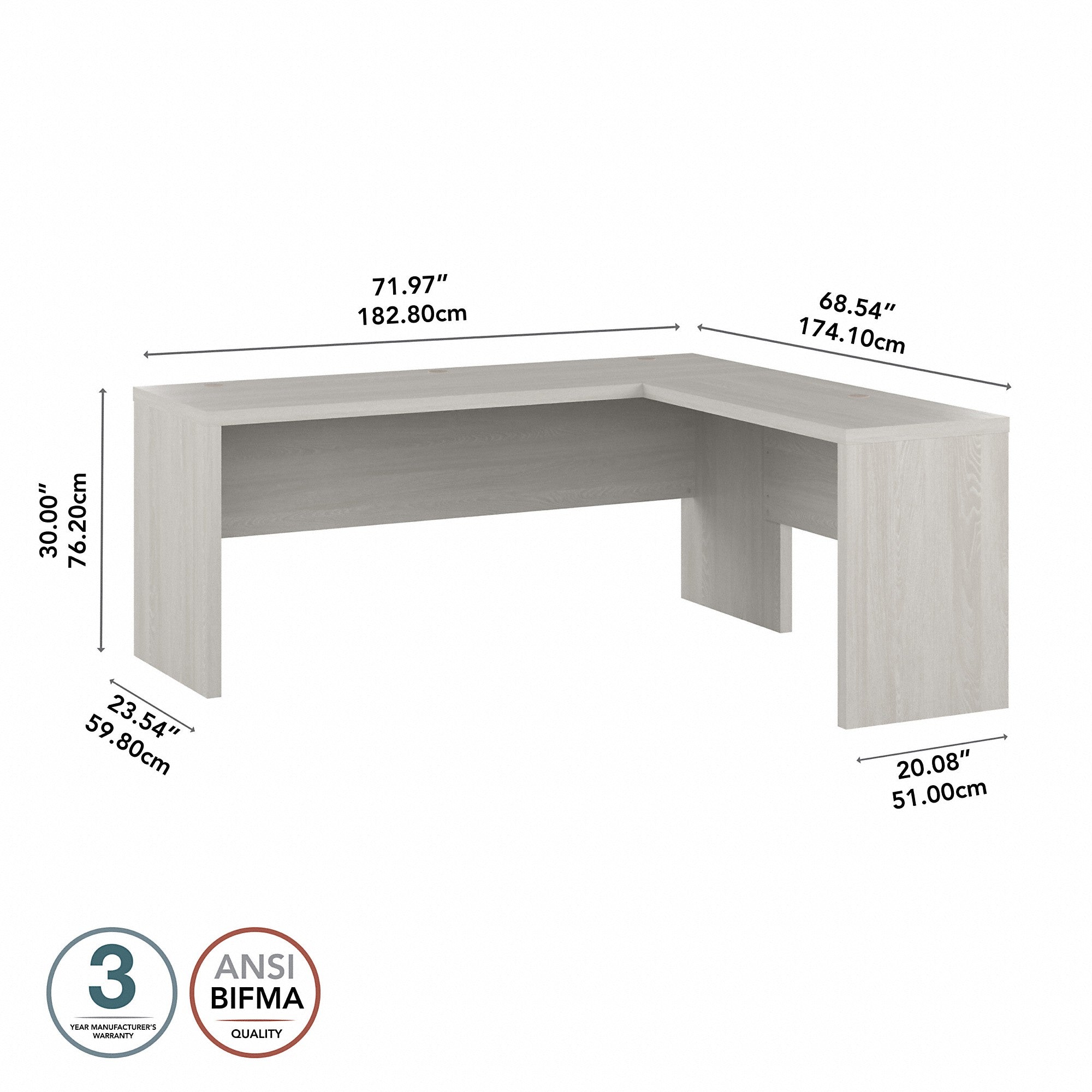 Office by kathy ireland® Echo 72W L Shaped Computer Desk