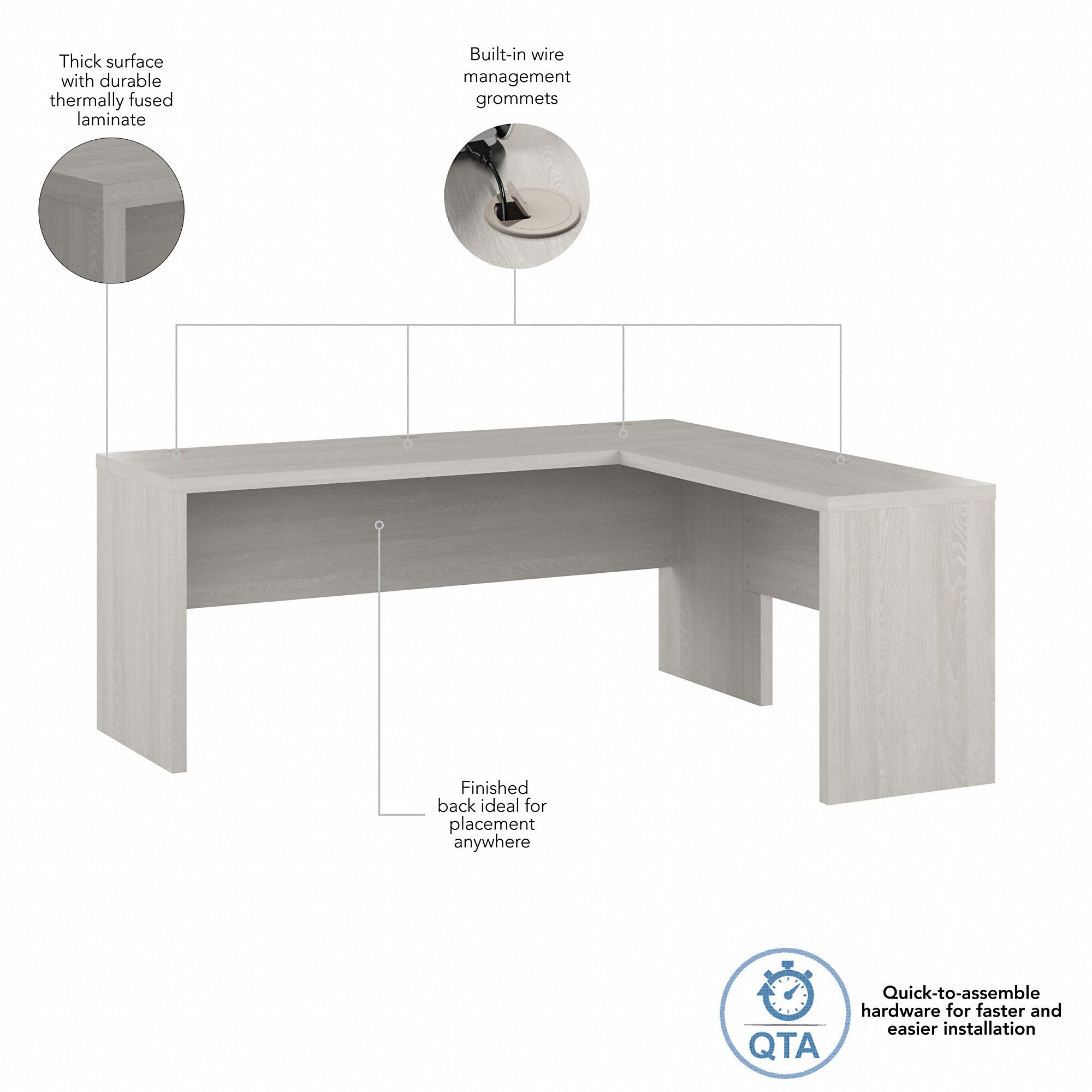 Office by kathy ireland® Echo 72W L Shaped Computer Desk