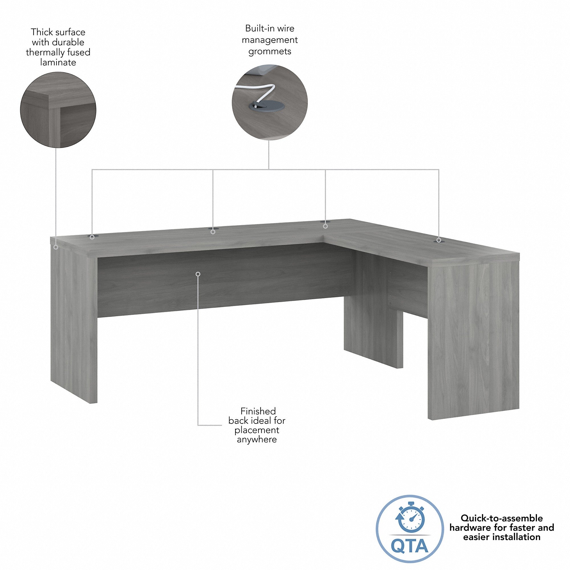 Office by kathy ireland® Echo 72W L Shaped Computer Desk