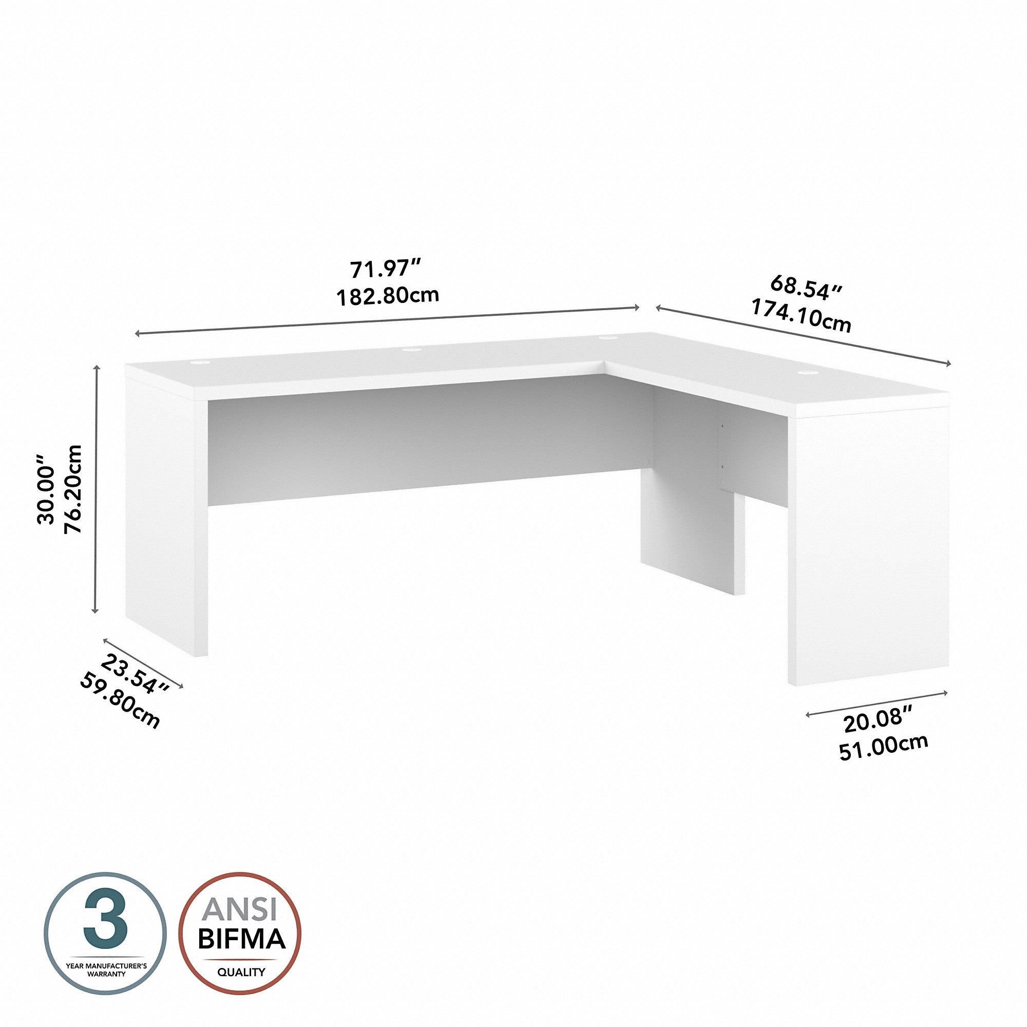 Office by kathy ireland® Echo 72W L Shaped Computer Desk