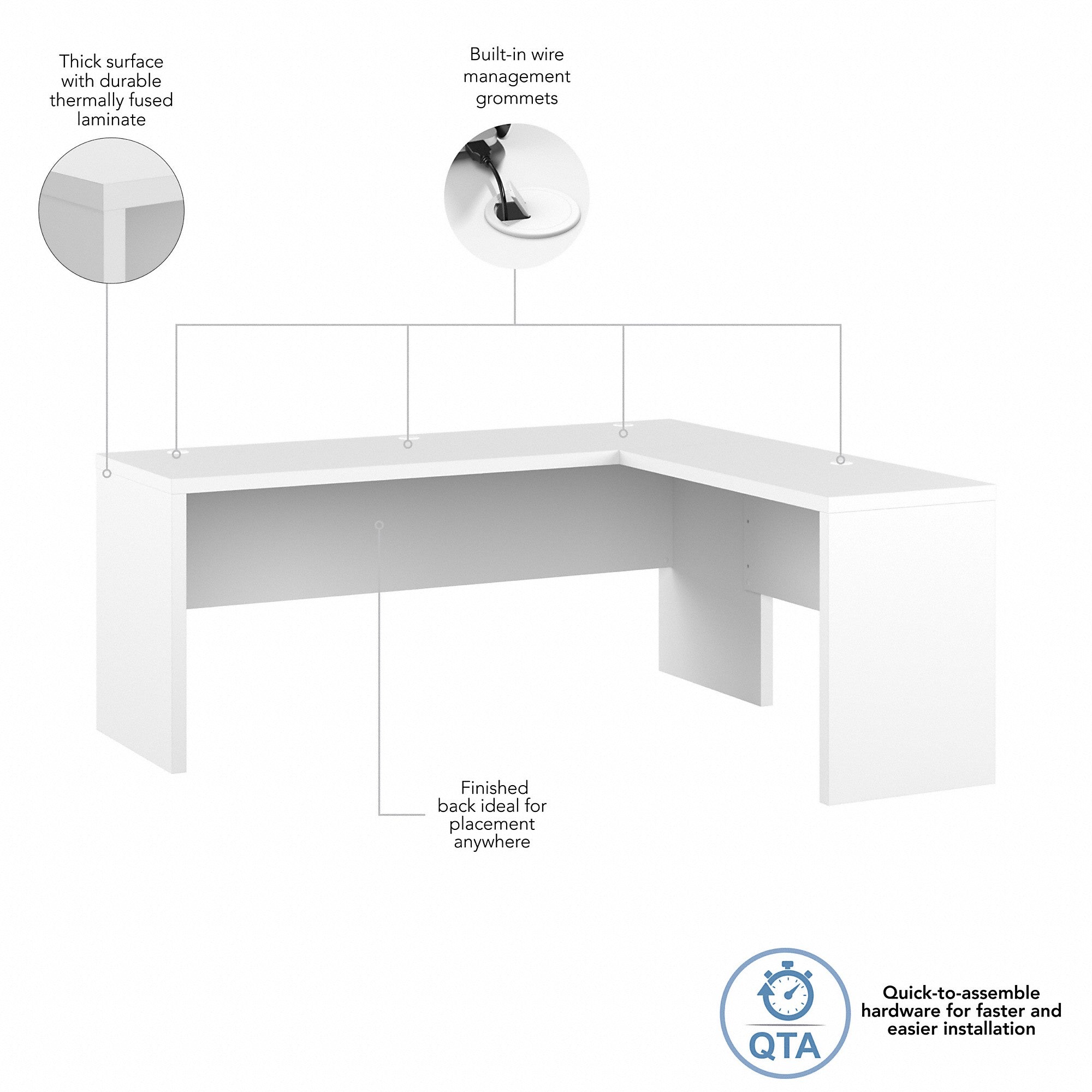 Office by kathy ireland® Echo 72W L Shaped Computer Desk