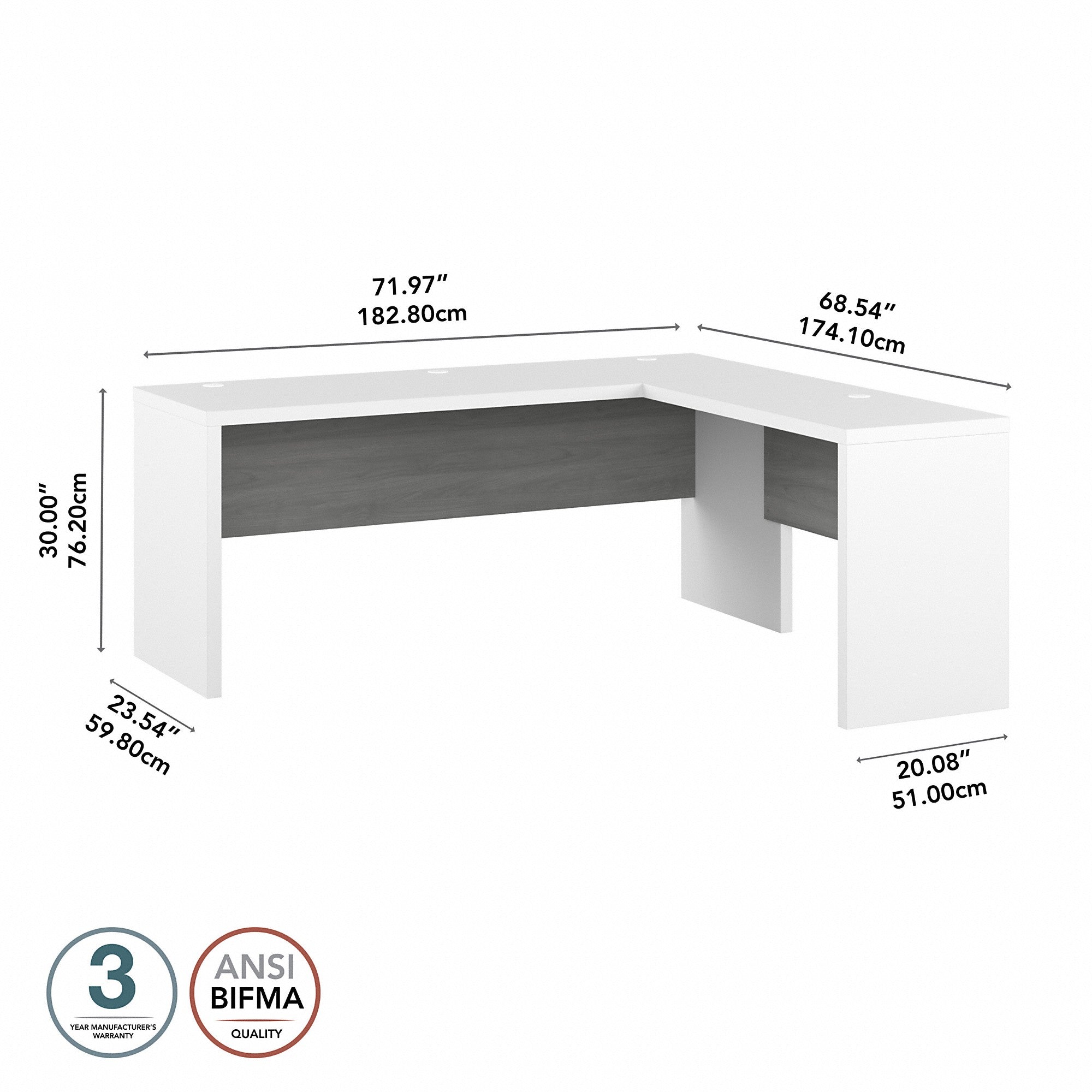 Office by kathy ireland® Echo 72W L Shaped Computer Desk