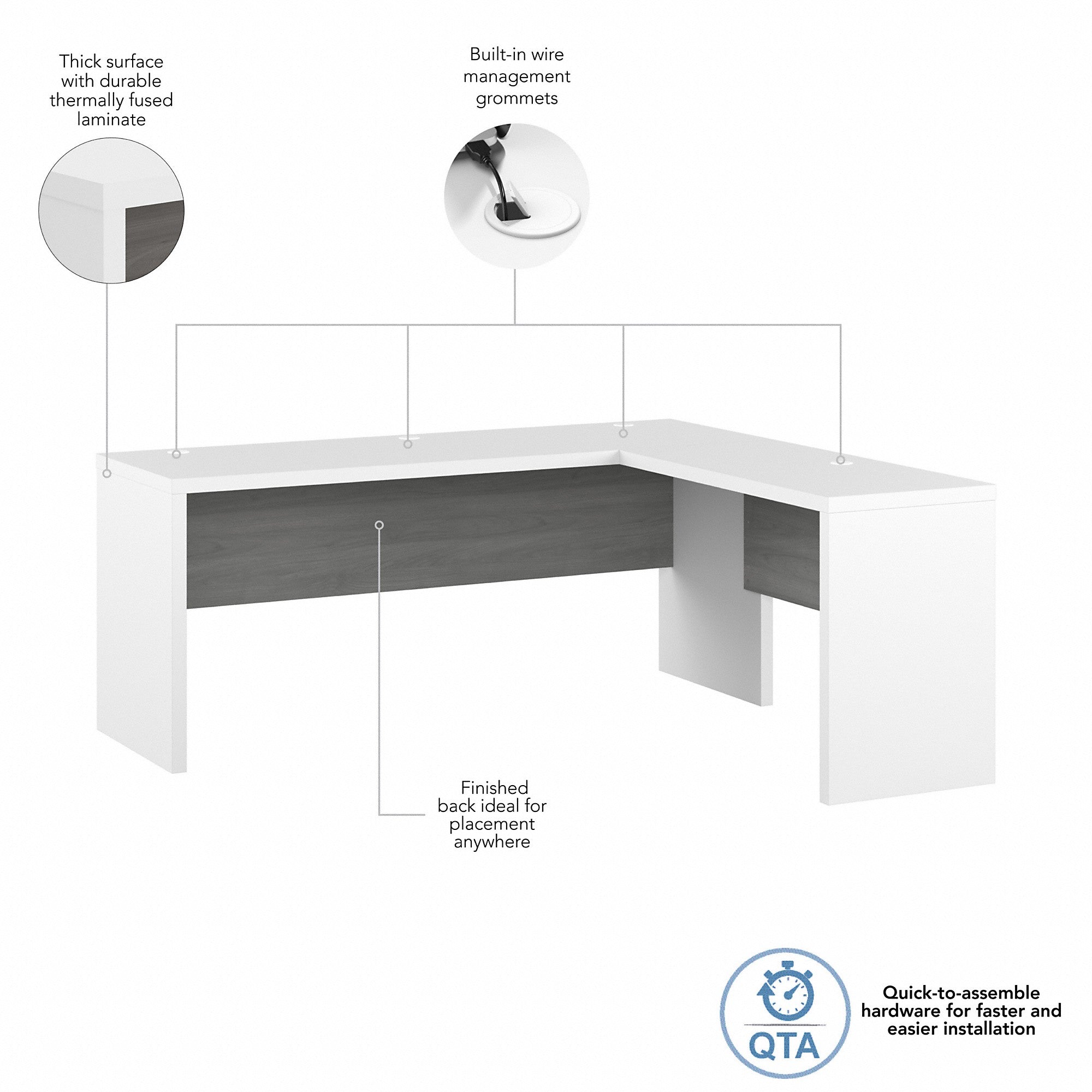 Office by kathy ireland® Echo 72W L Shaped Computer Desk