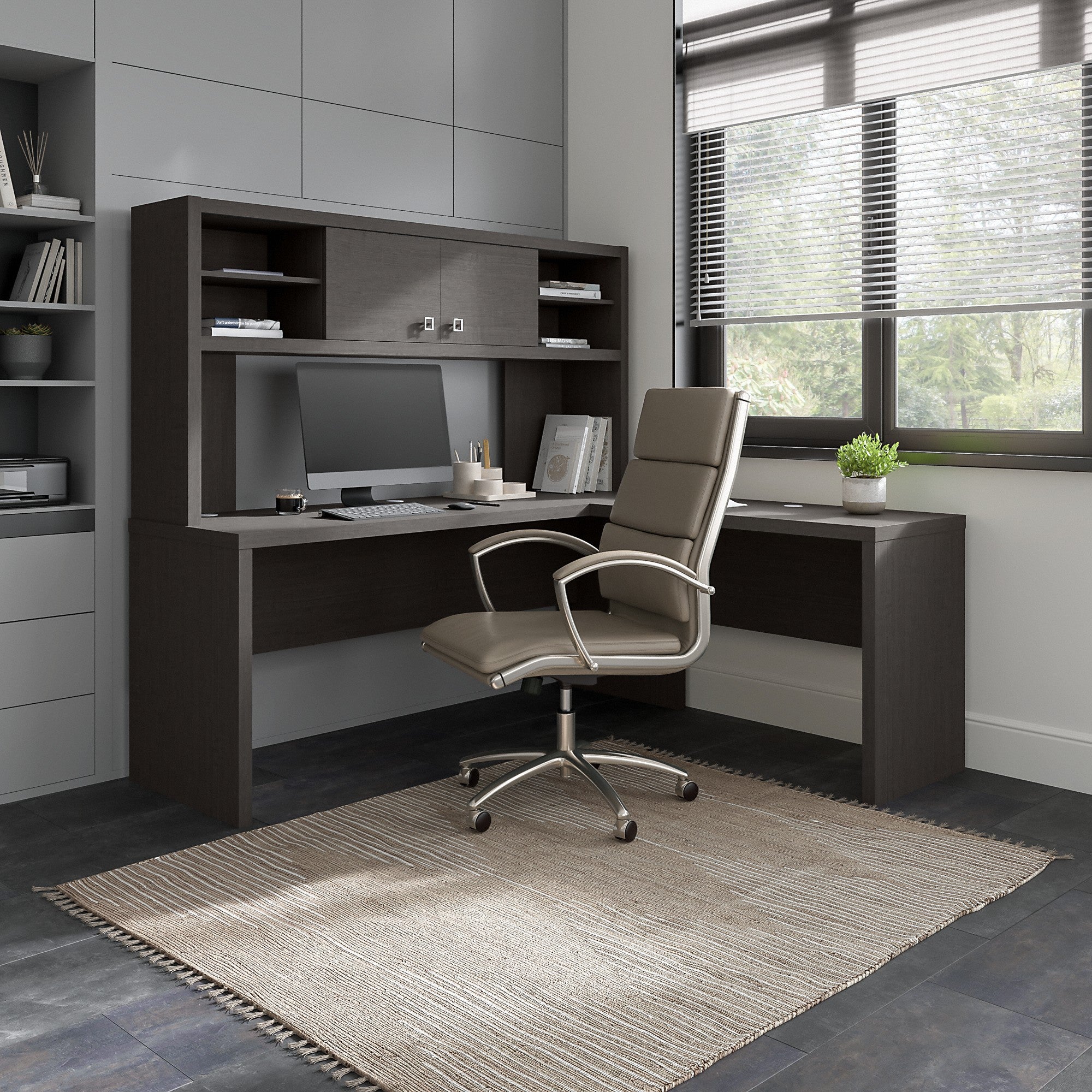 Office by kathy ireland® Echo 72W L Shaped Computer Desk with Hutch