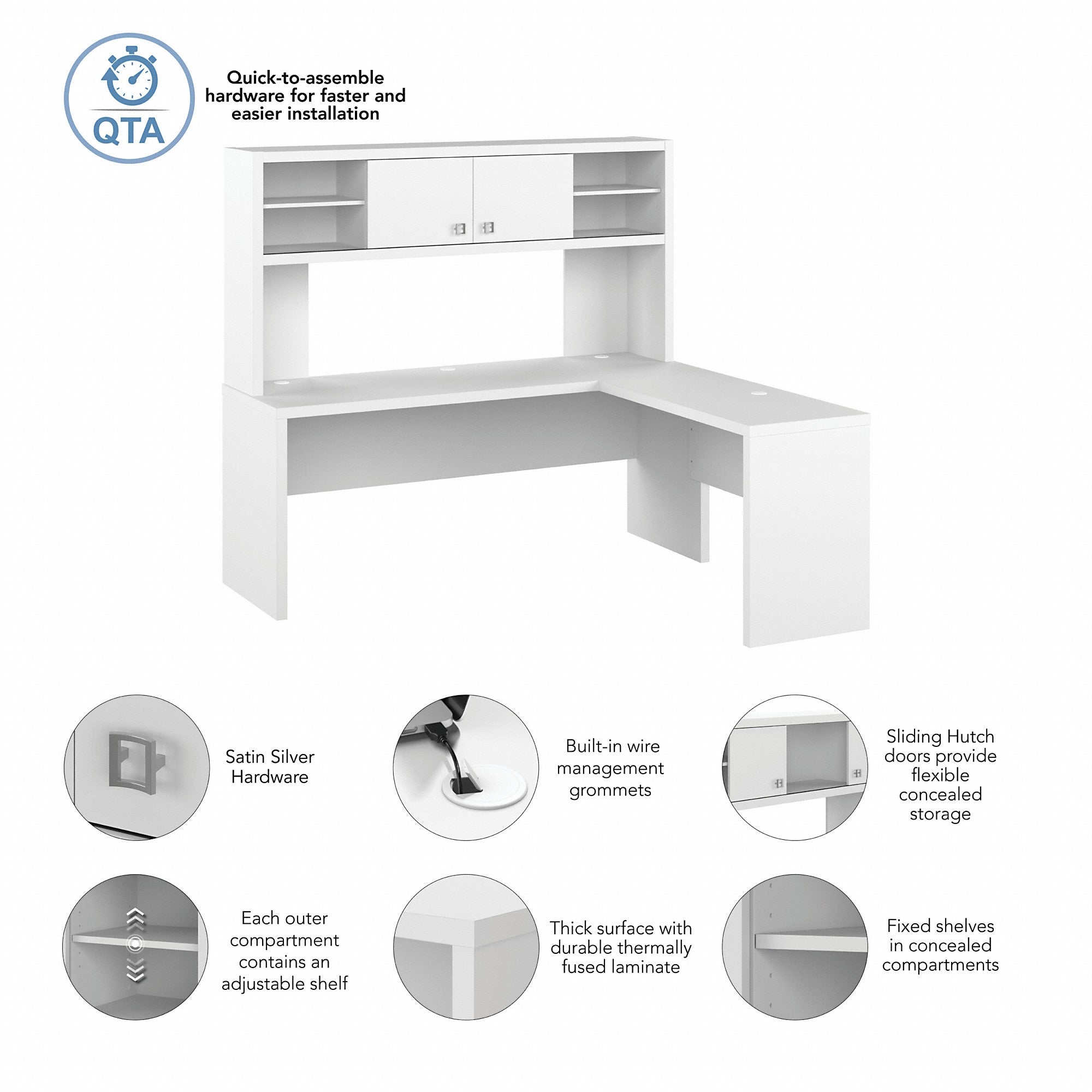 Office by kathy ireland® Echo 72W L Shaped Computer Desk with Hutch