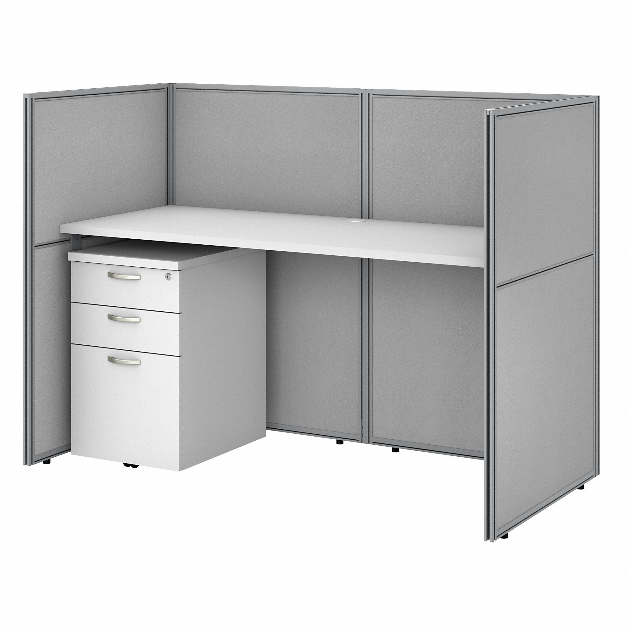 Bush Business Furniture Easy Office 60W Cubicle Desk with File Cabinet and 45H Closed Panels Workstation